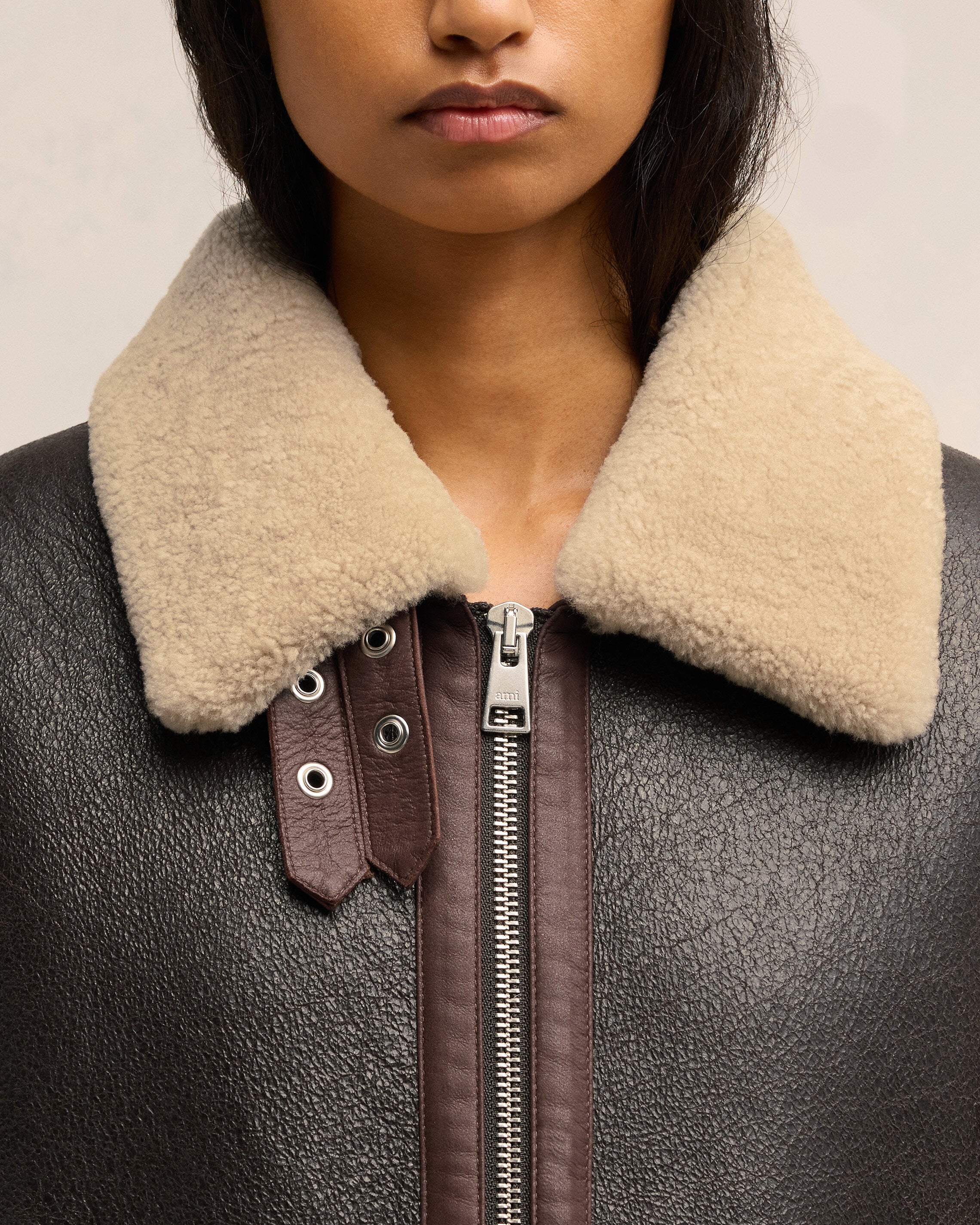 Dark Coffee Shearling Zipped Jacket - leoleo123123