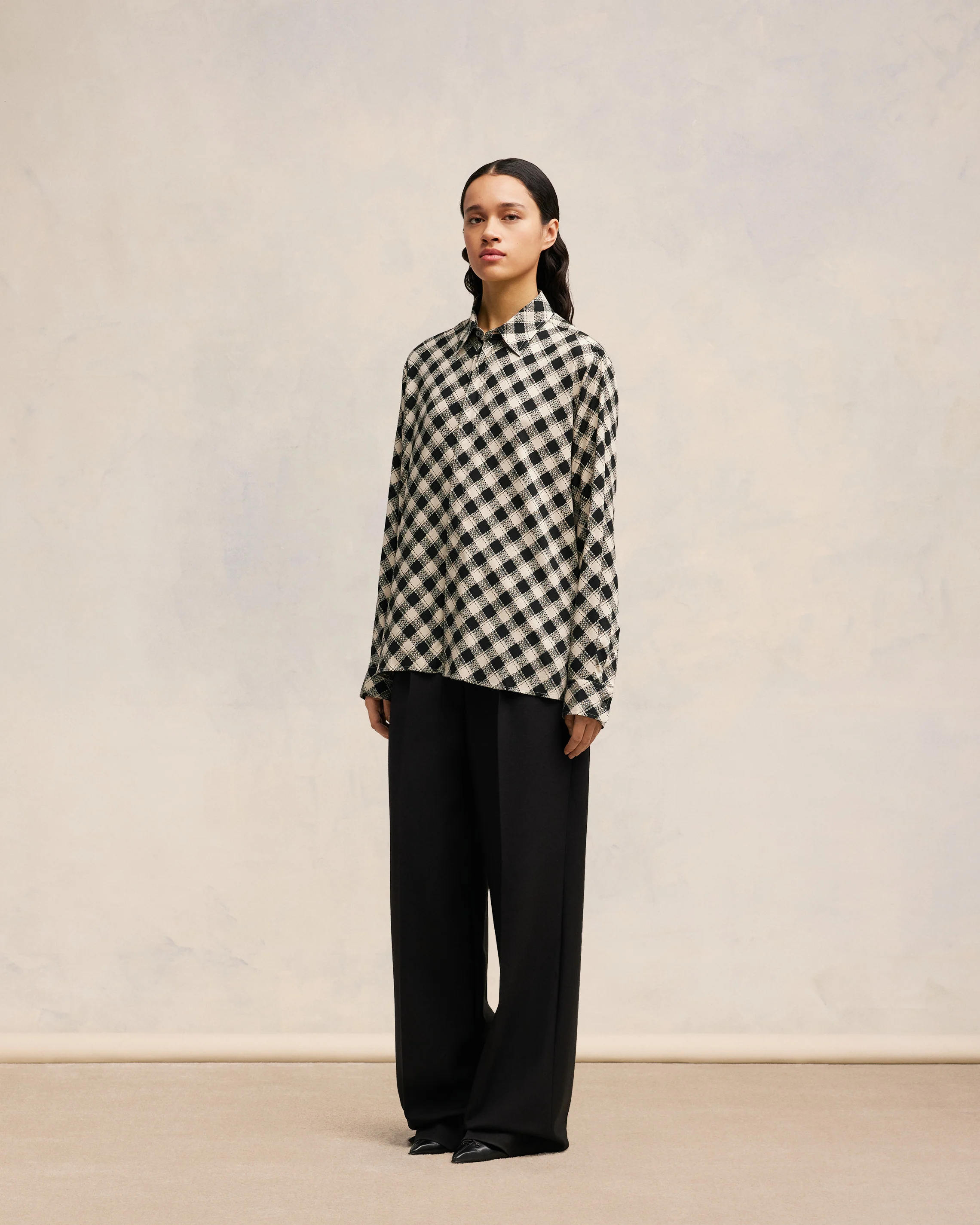 Black/Off White Double Topstitching Classic Shirt - leoleo123123