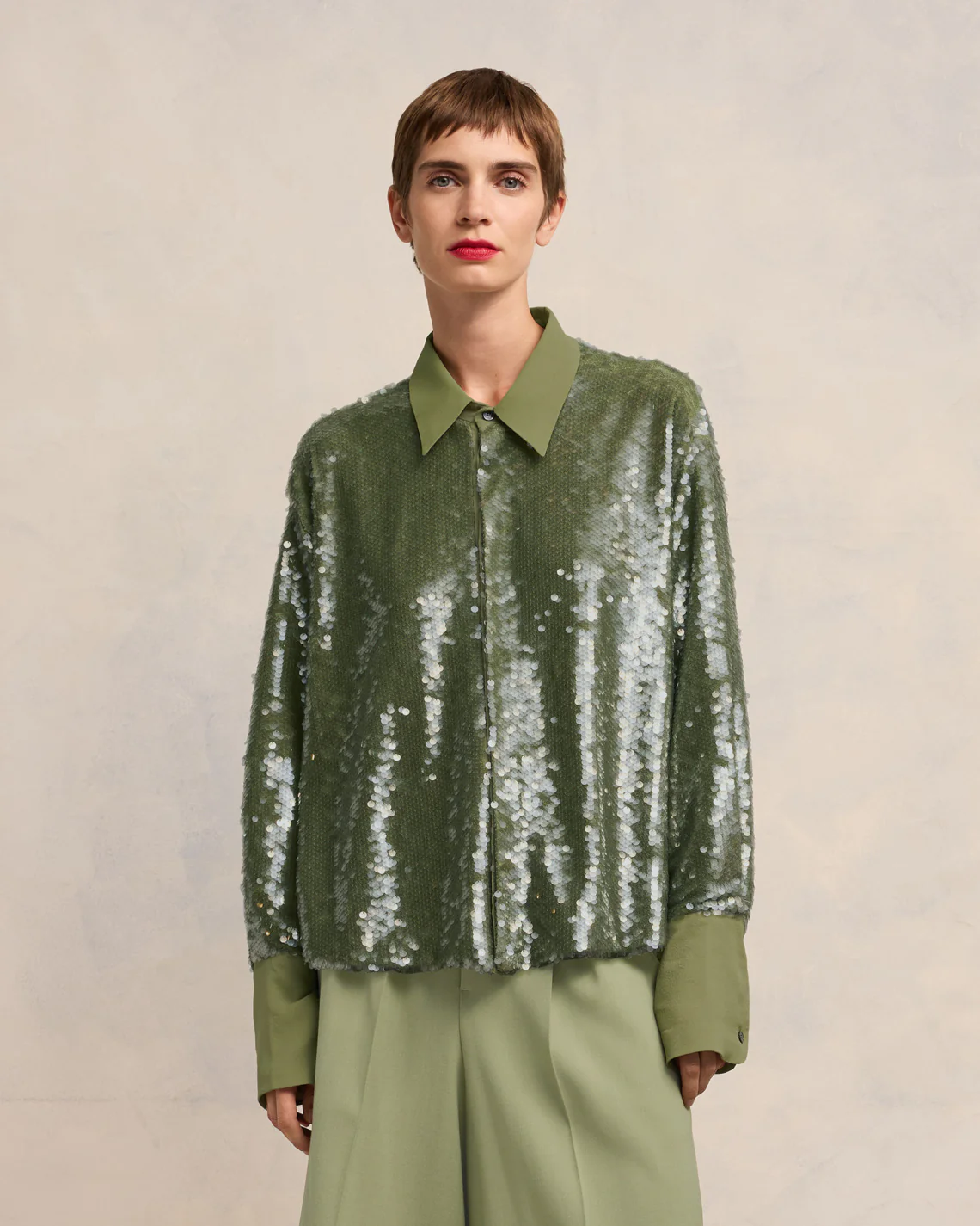 Olive Embroidered Shirt - leoleo123123