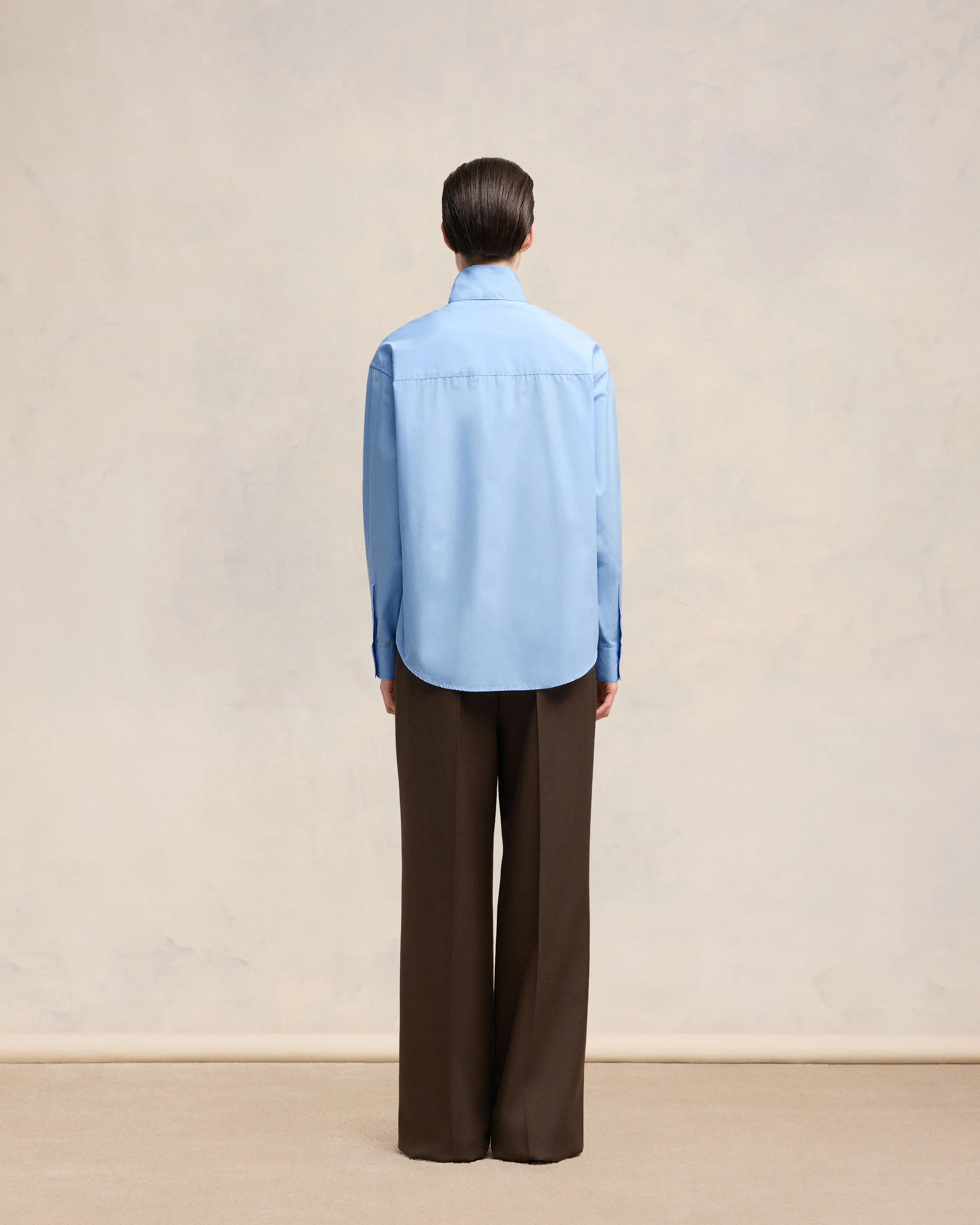 Cashmere Blue Scarf Collar Shirt - leoleo123123