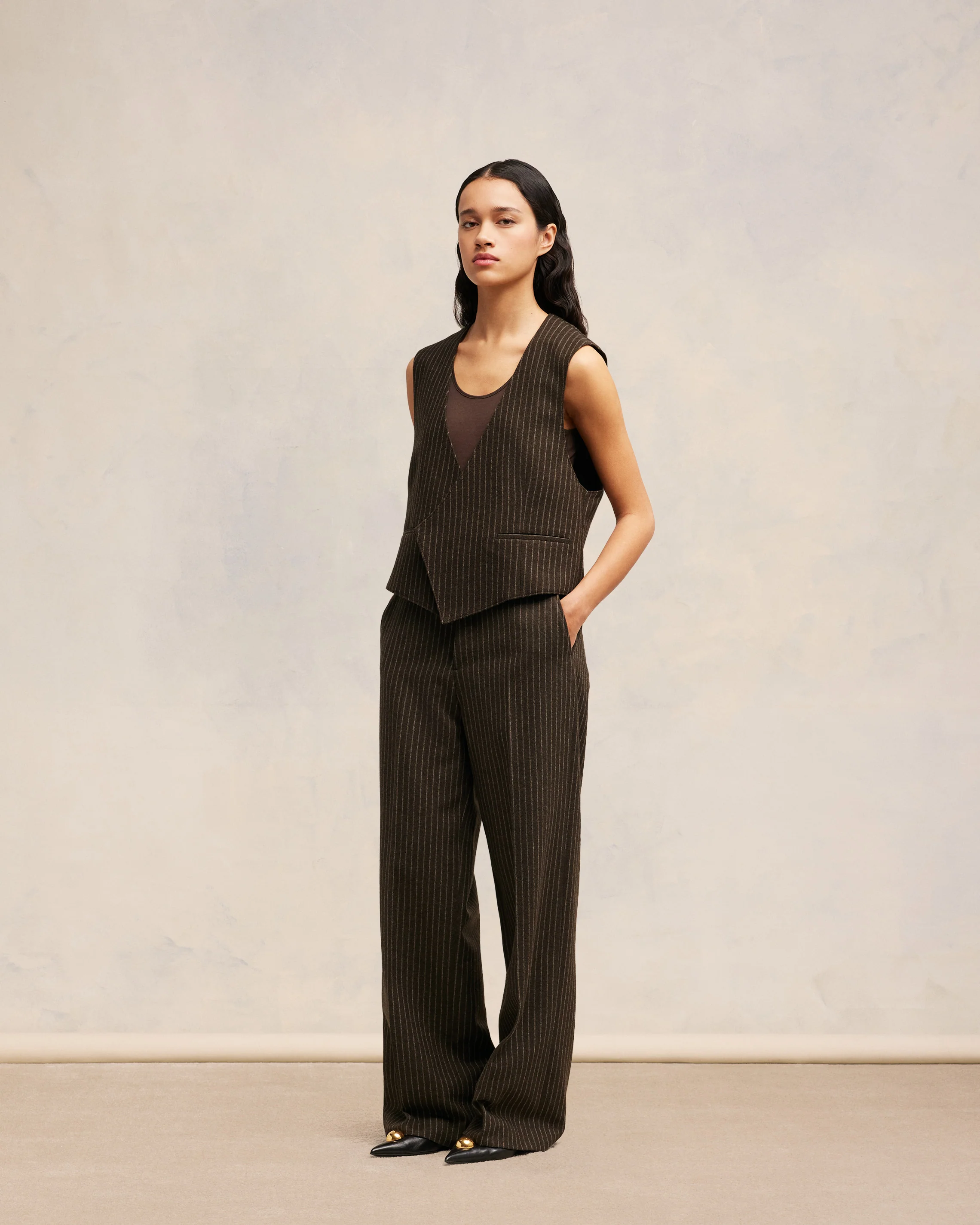 Dark Coffe/Sable Sleeveless Military Jacket - leoleo123123