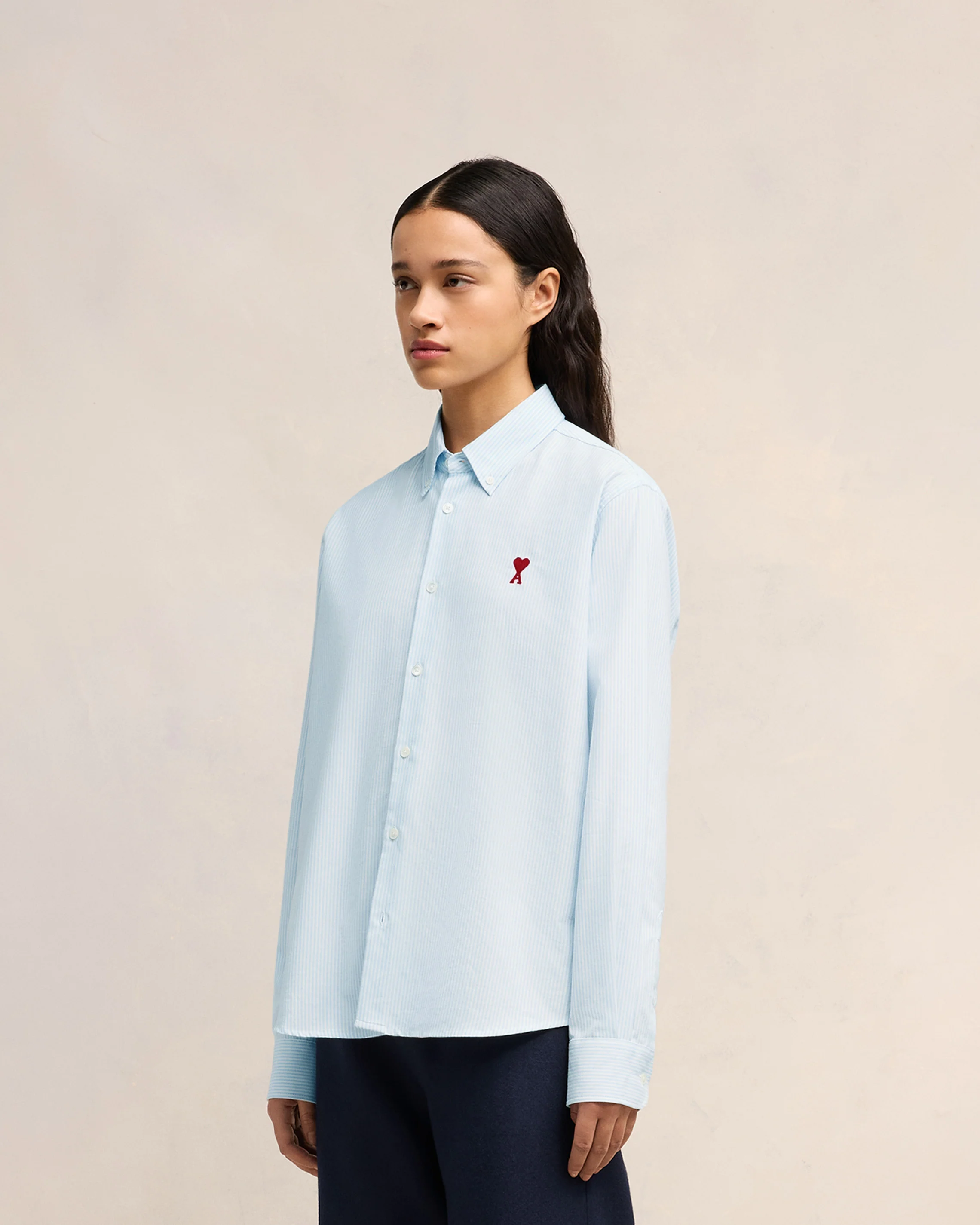 Sky Blue/Natural White Button-Down Ami De Coeur Shirt - leoleo123123