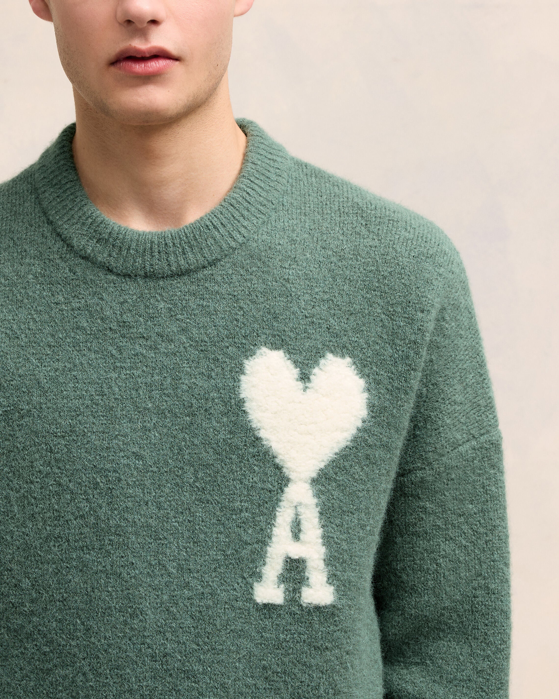 Antique Clay Off-White Ami De Coeur Crew Neck Sweater - leoleo123123