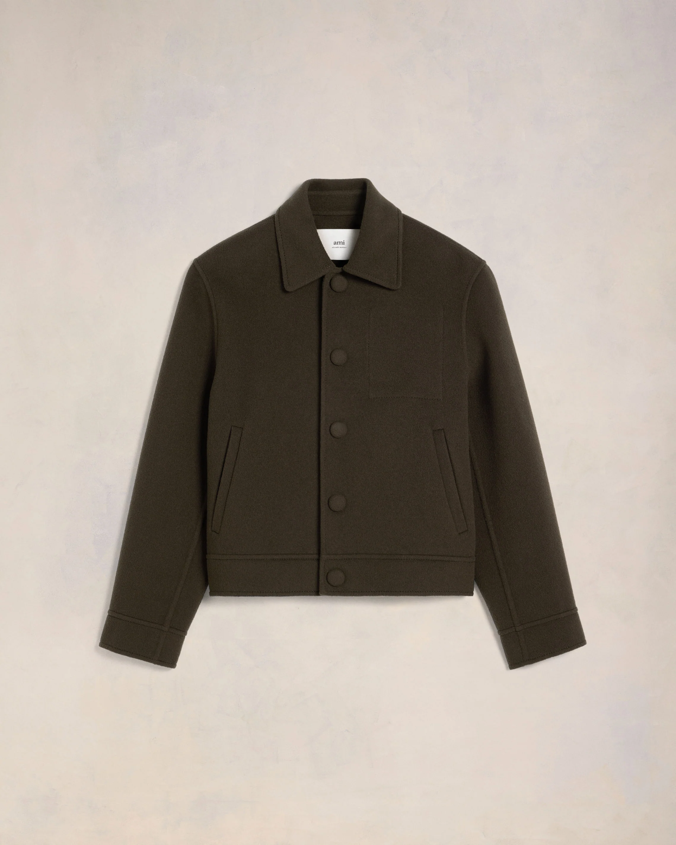 Dark Coffee Boxy Buttoned Jacket - leoleo123123