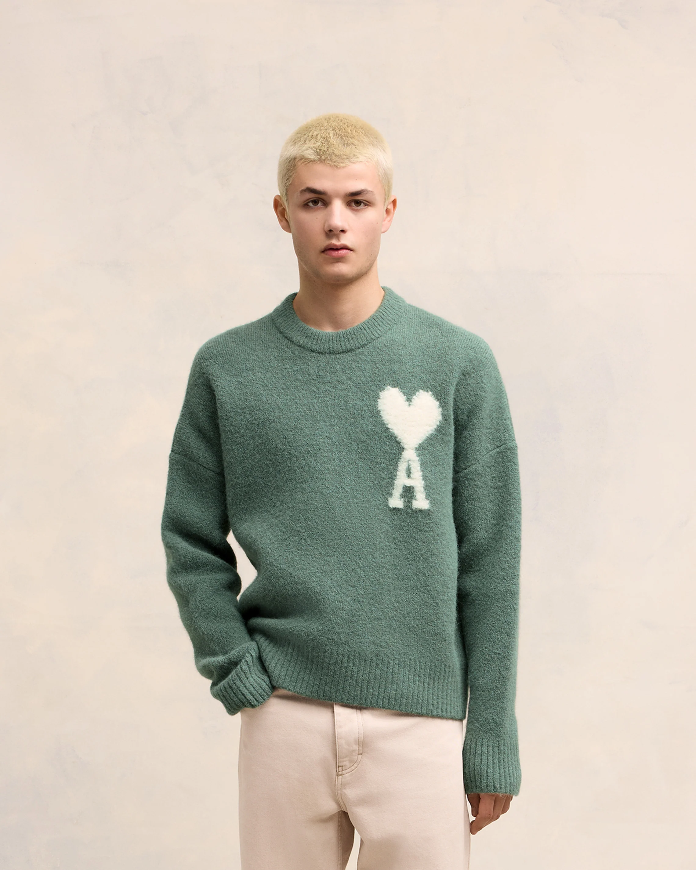 Antique Clay Off-White Ami De Coeur Crew Neck Sweater - leoleo123123