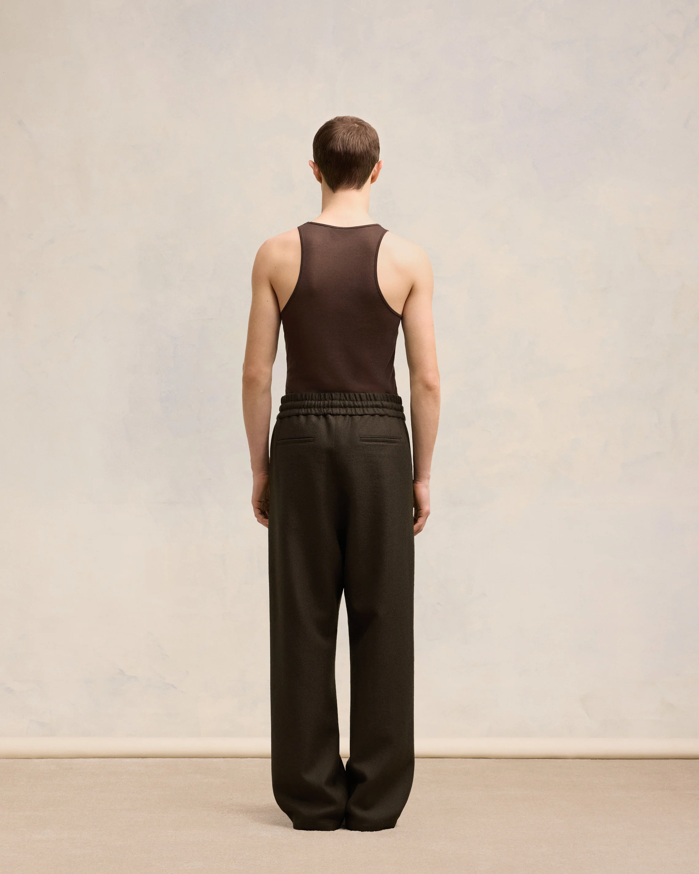 Dark Coffee Wide Elasticated Waist Trousers - leoleo123123