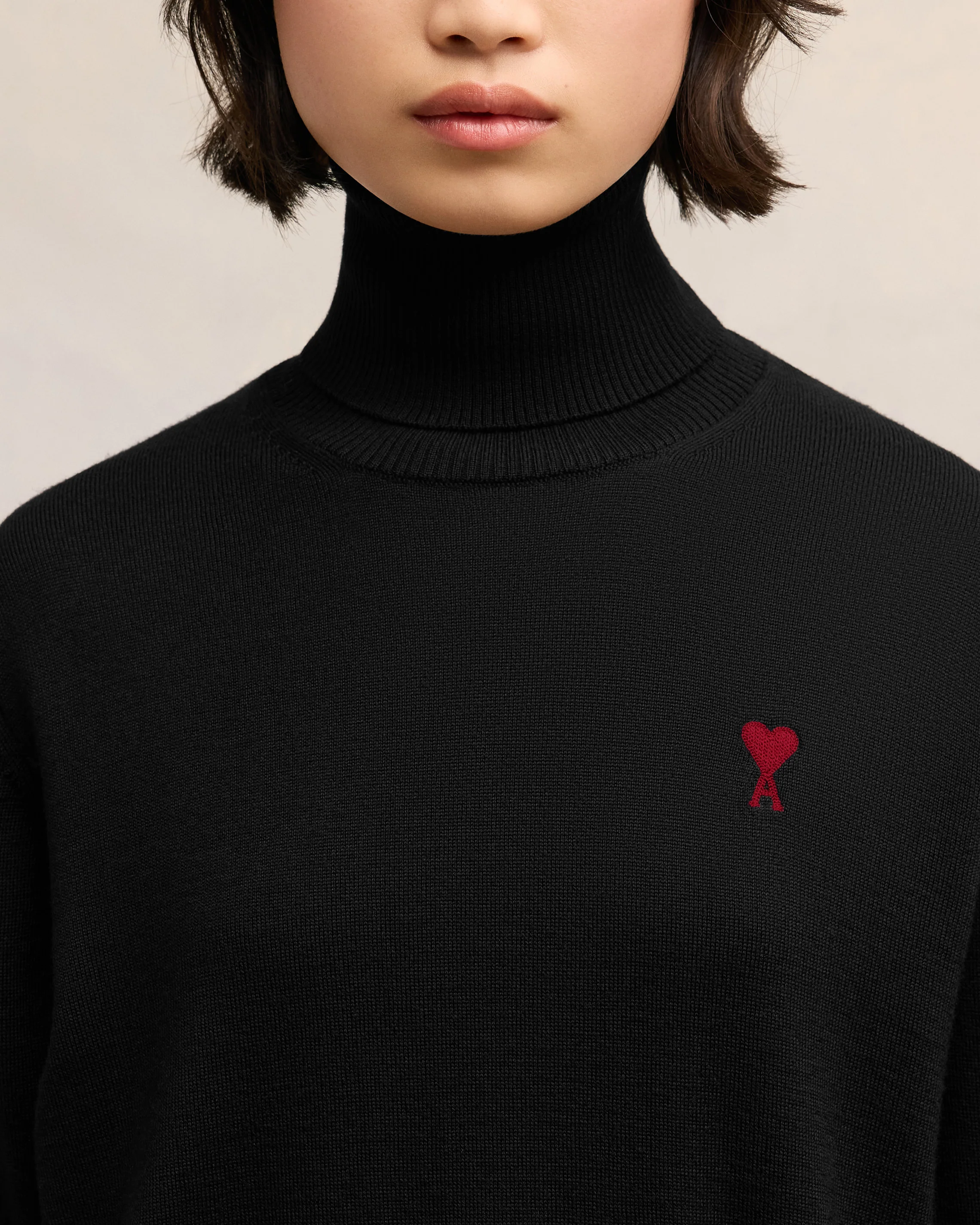 Black Red Ami De Coeur Turtle Neck Sweater - leoleo123123