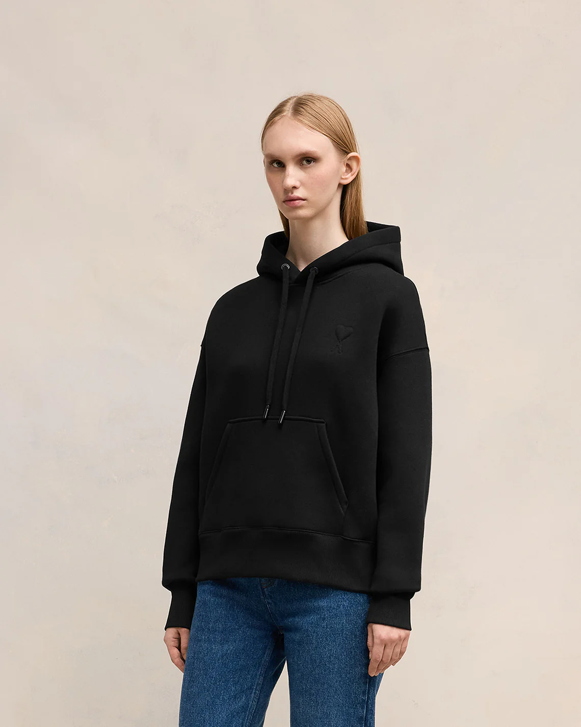 Black Embossed Hoodie | Ami de Coeur | Ami Paris UK - leoleo123123