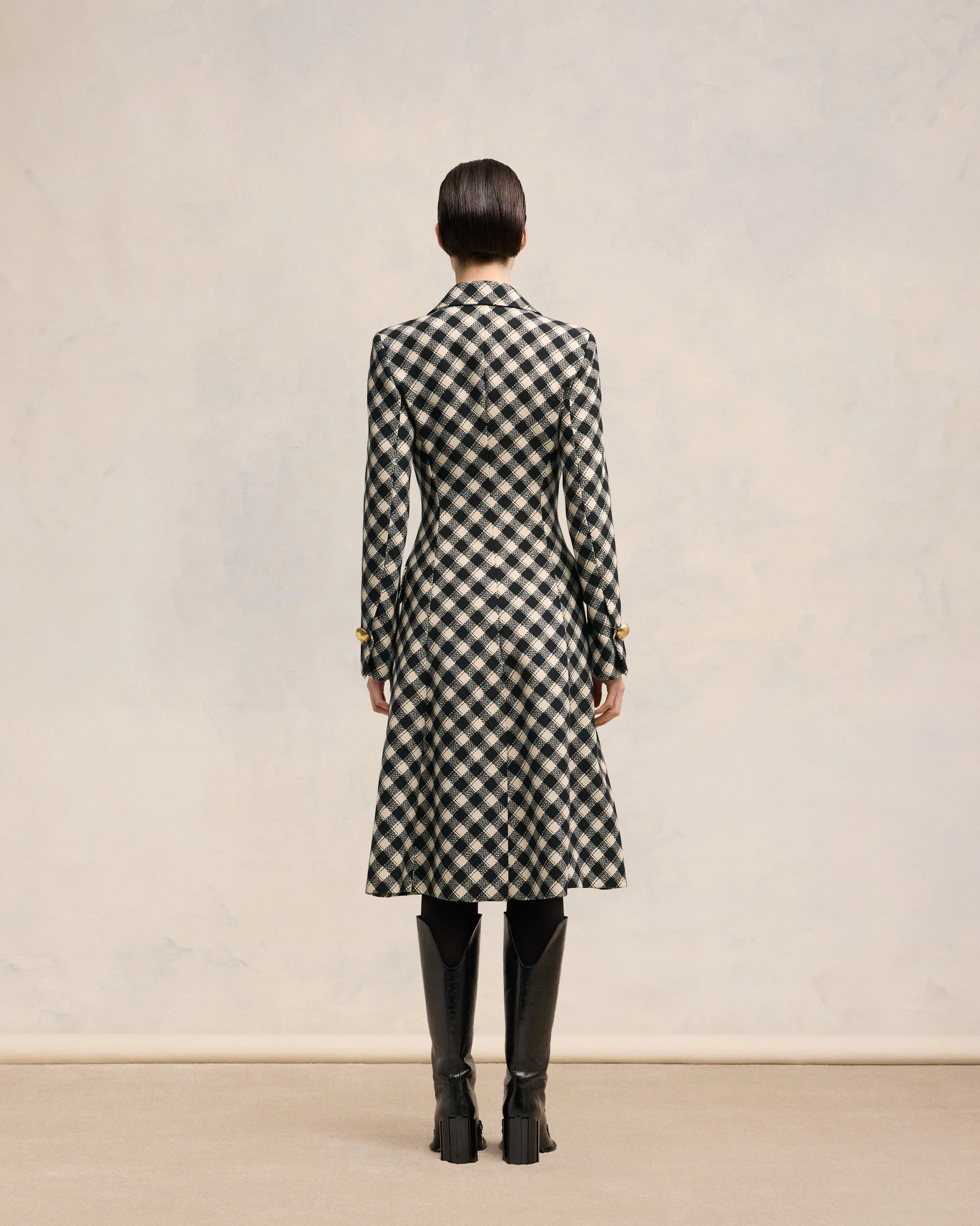 Black/Off White Fitted Coat - leoleo123123