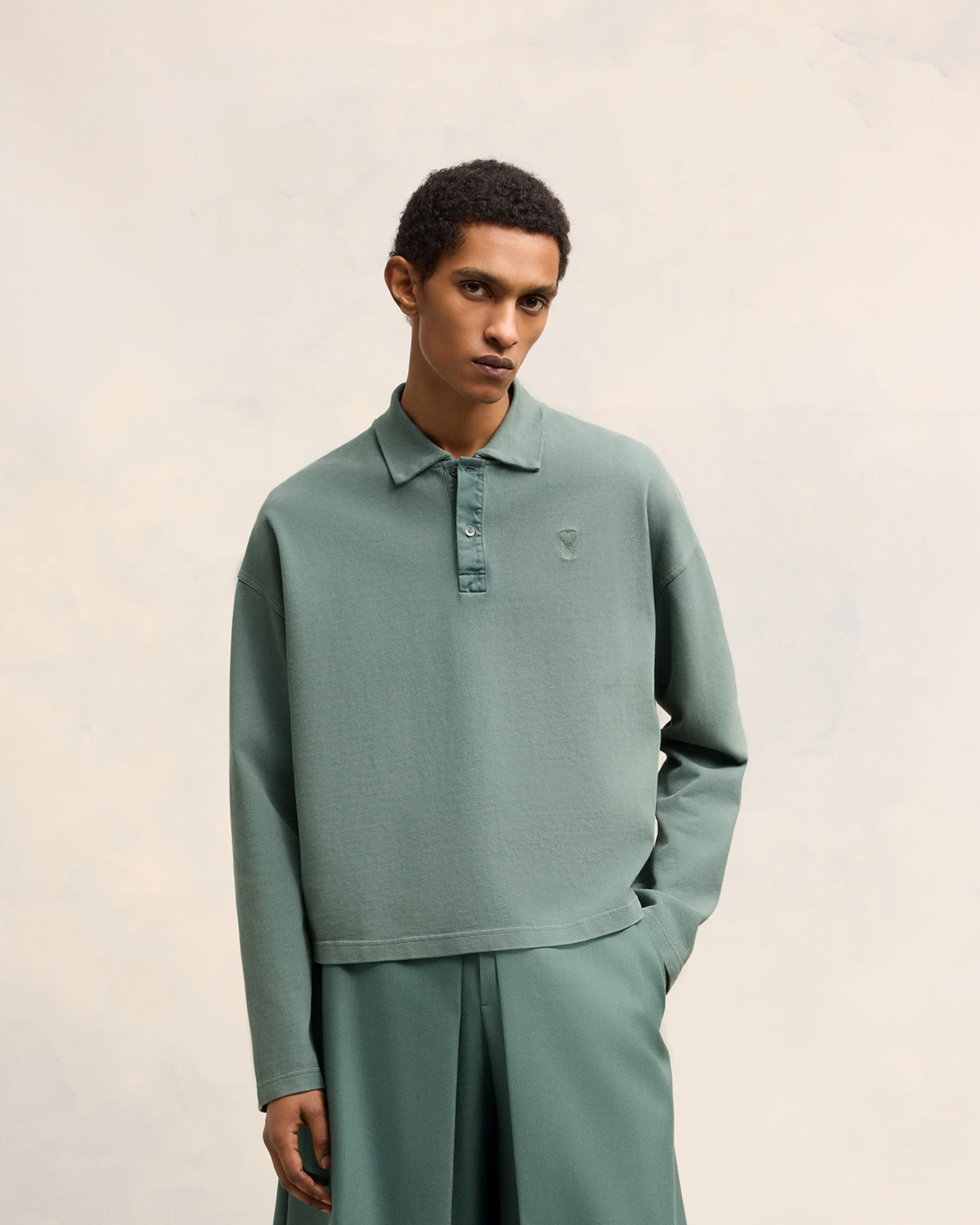Antique Clay Ami De Coeur Long Sleeves Polo - leoleo123123