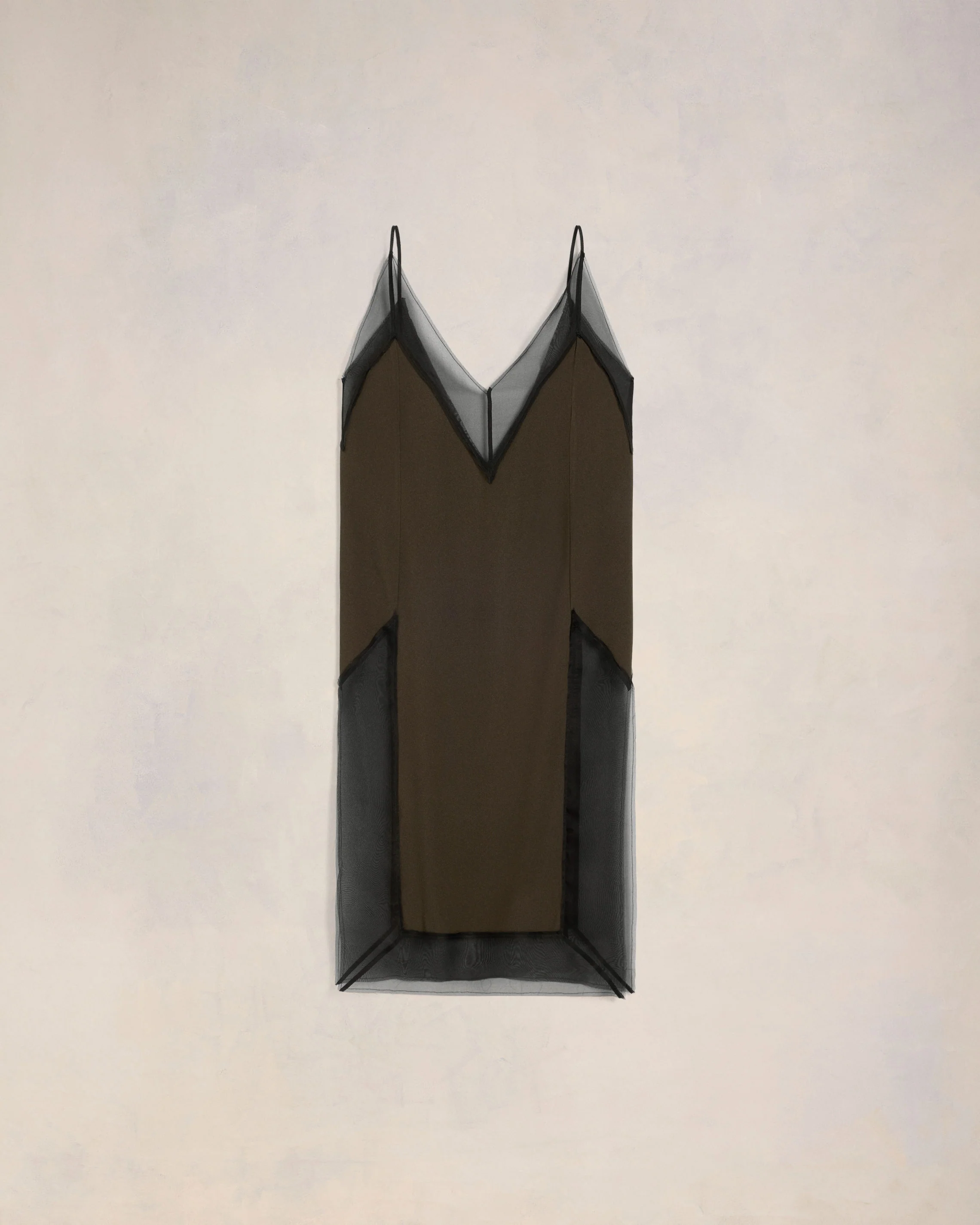 Dark Coffee/ Black Midi Dress With Thin Straps - leoleo123123