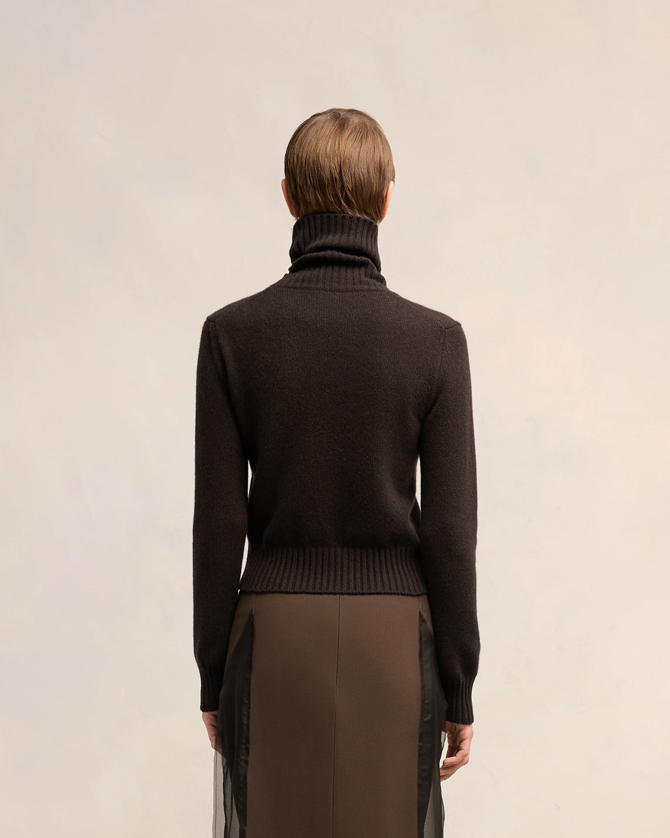 Dark Coffee Cashmere Ami De Coeur Turtle Neck Sweater - leoleo123123