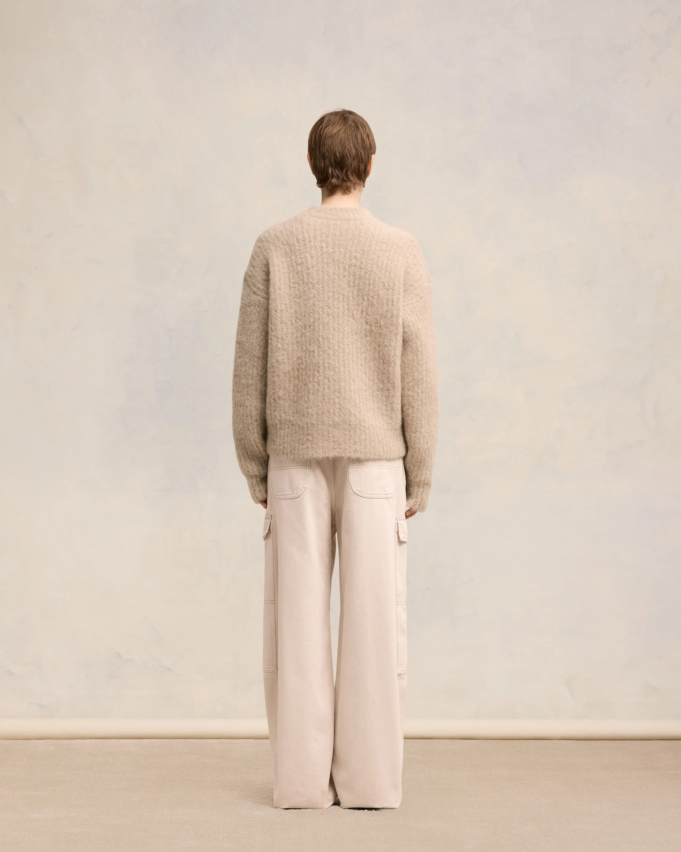 Beige Alpaca Mohair Ribbed Sweater - leoleo123123