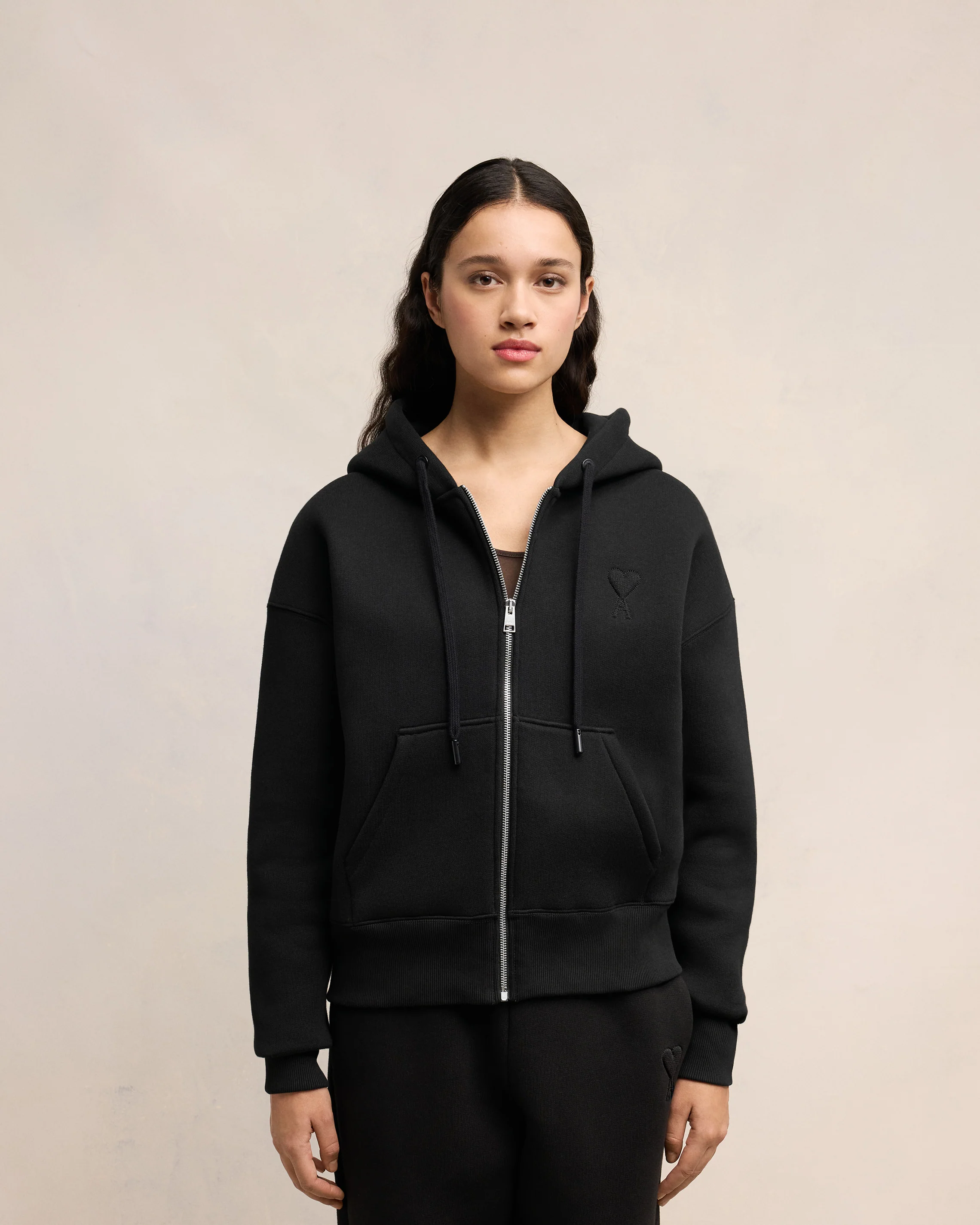 Black Zipped Ami De Coeur Hoodie - leoleo123123
