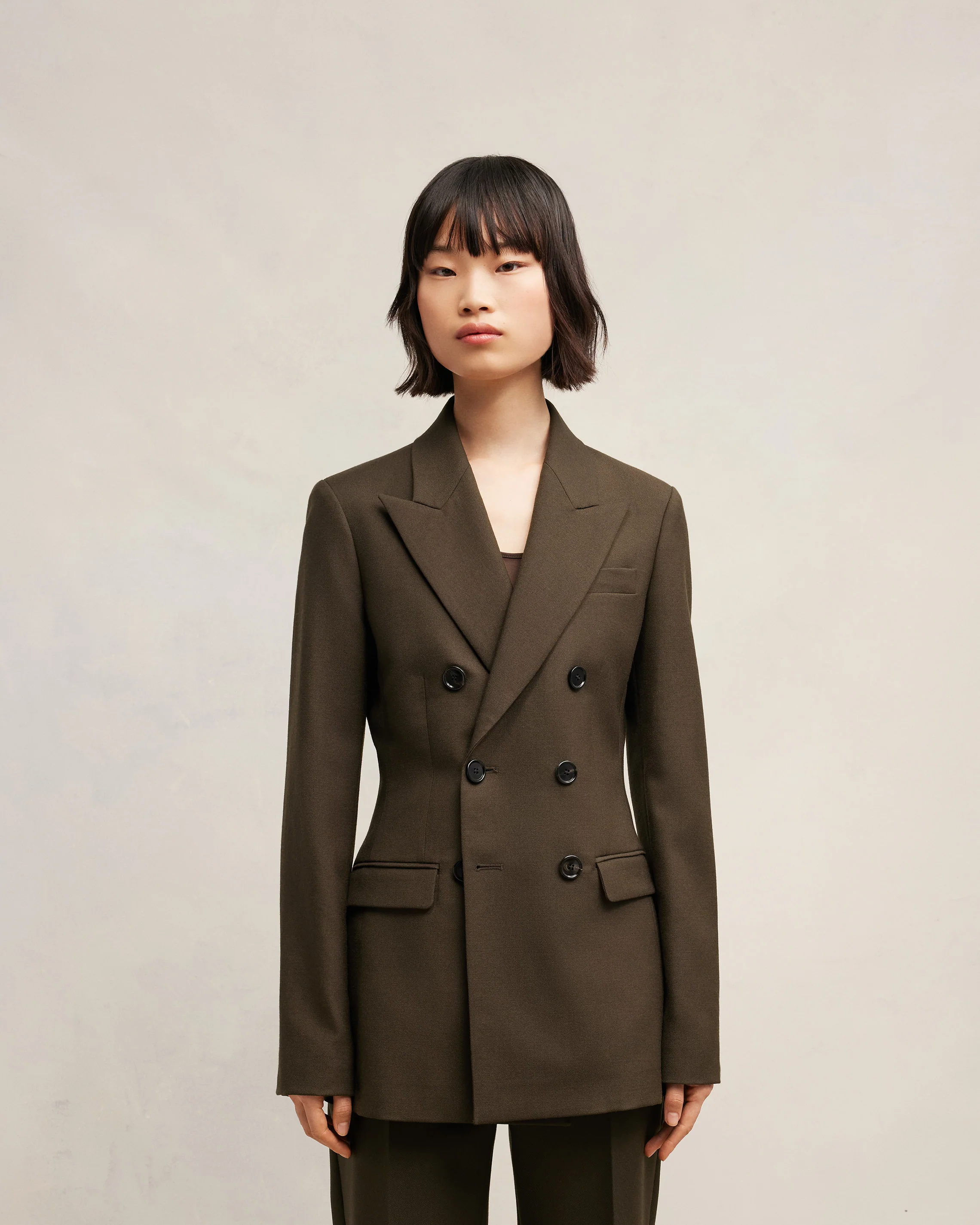 Dark Coffee Double Breasted Jacket - leoleo123123