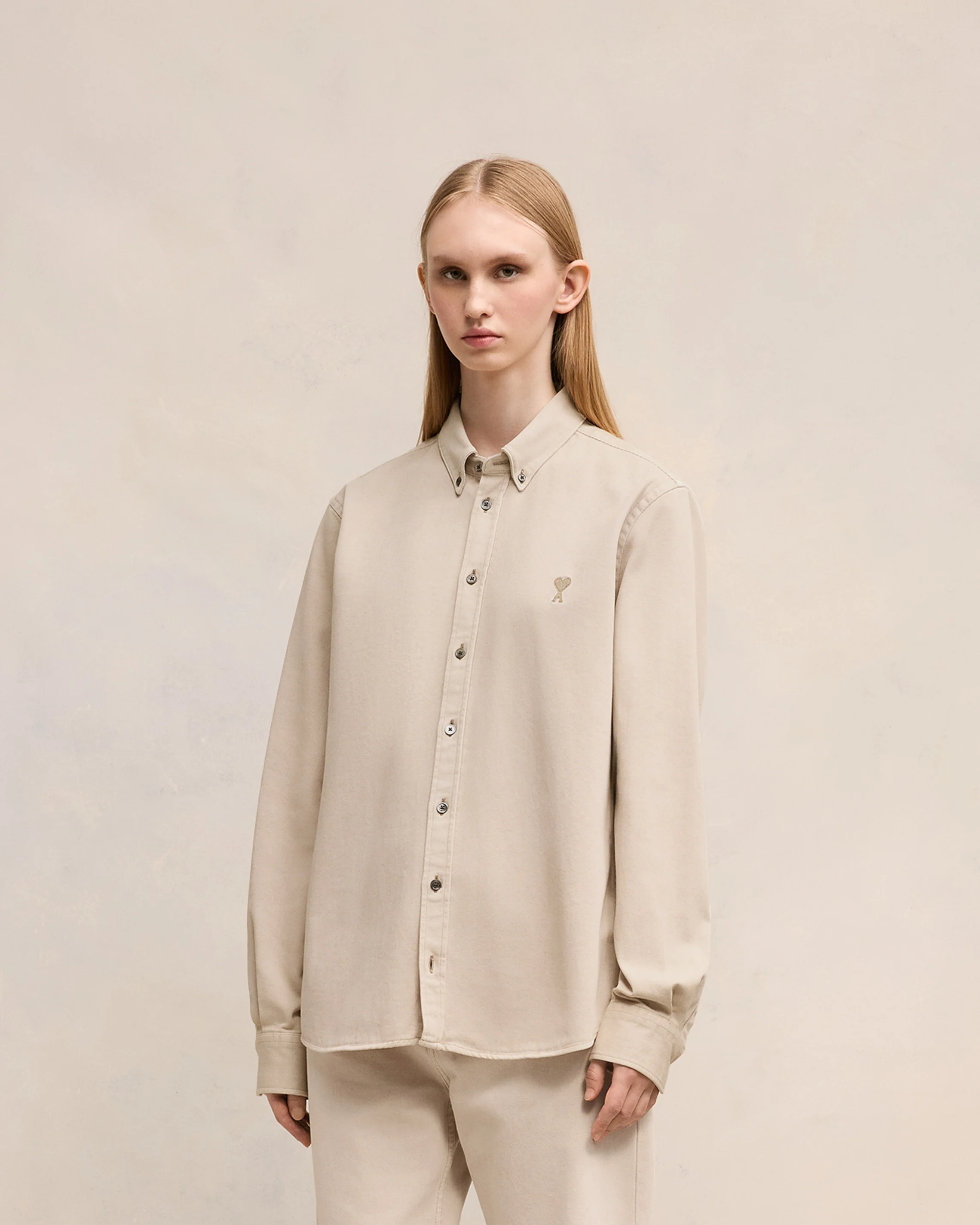 Off White Button-Down Ami De Coeur Shirt - leoleo123123