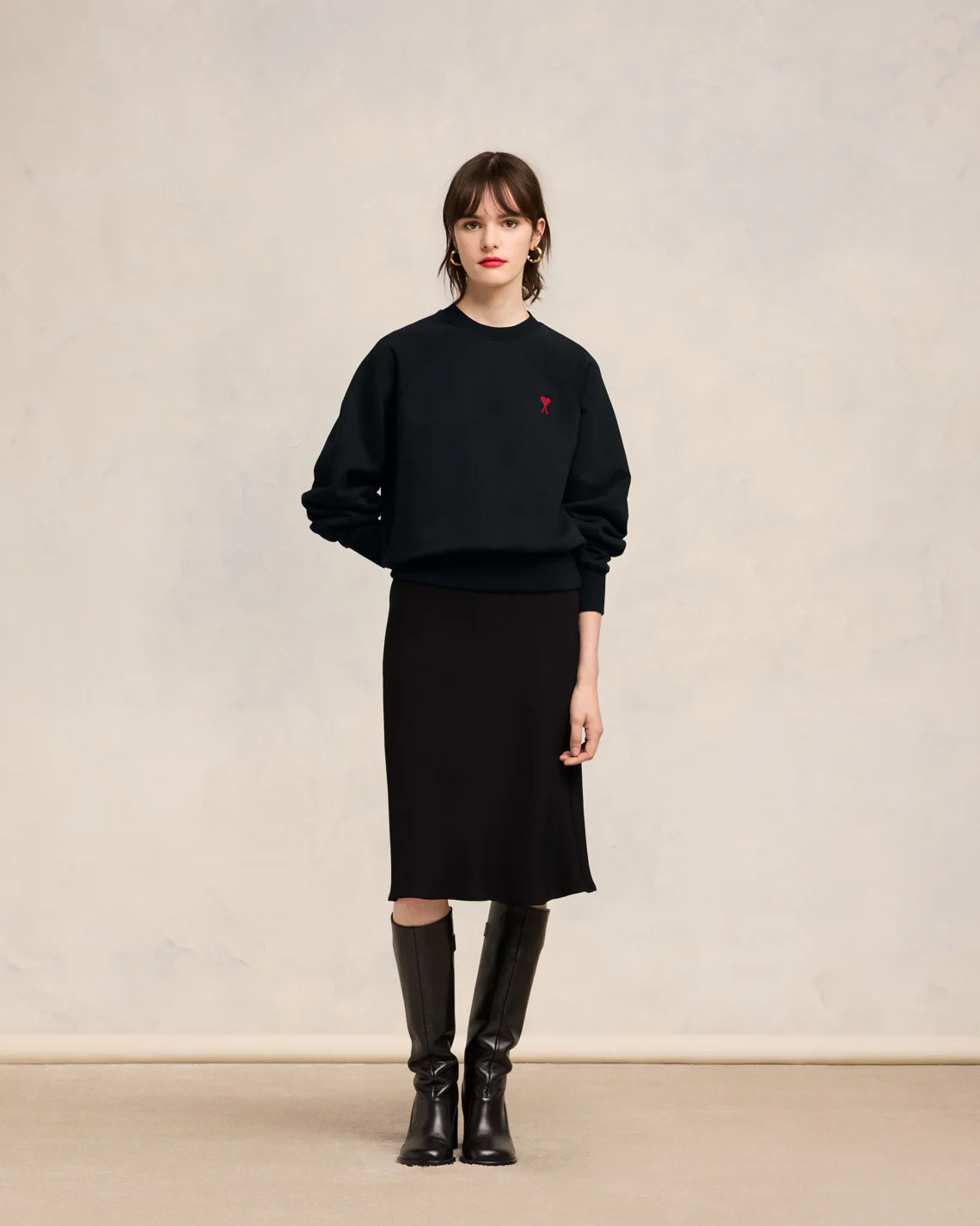 Sweatshirt Ami De Coeur Coupe Boxy Noir - leoleo123123