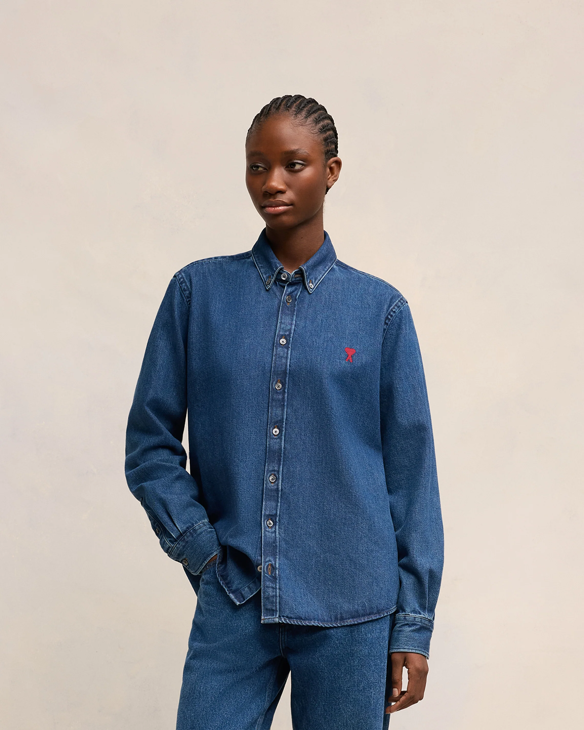 Used Blue Button-Down Ami De Coeur Shirt - leoleo123123