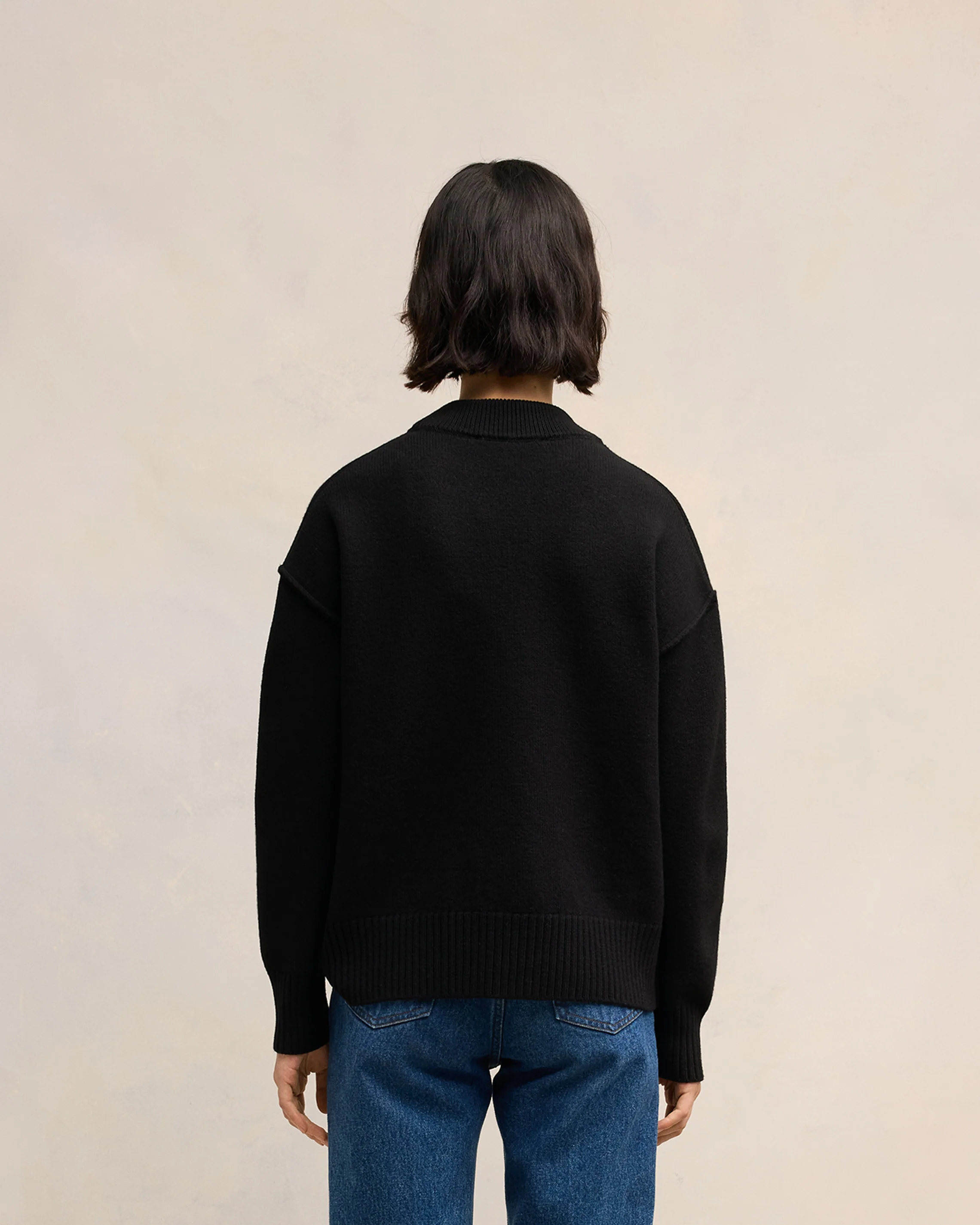 Black Merino Wool Cardigan | Ami De Coeur | Ami Paris US - leoleo123123