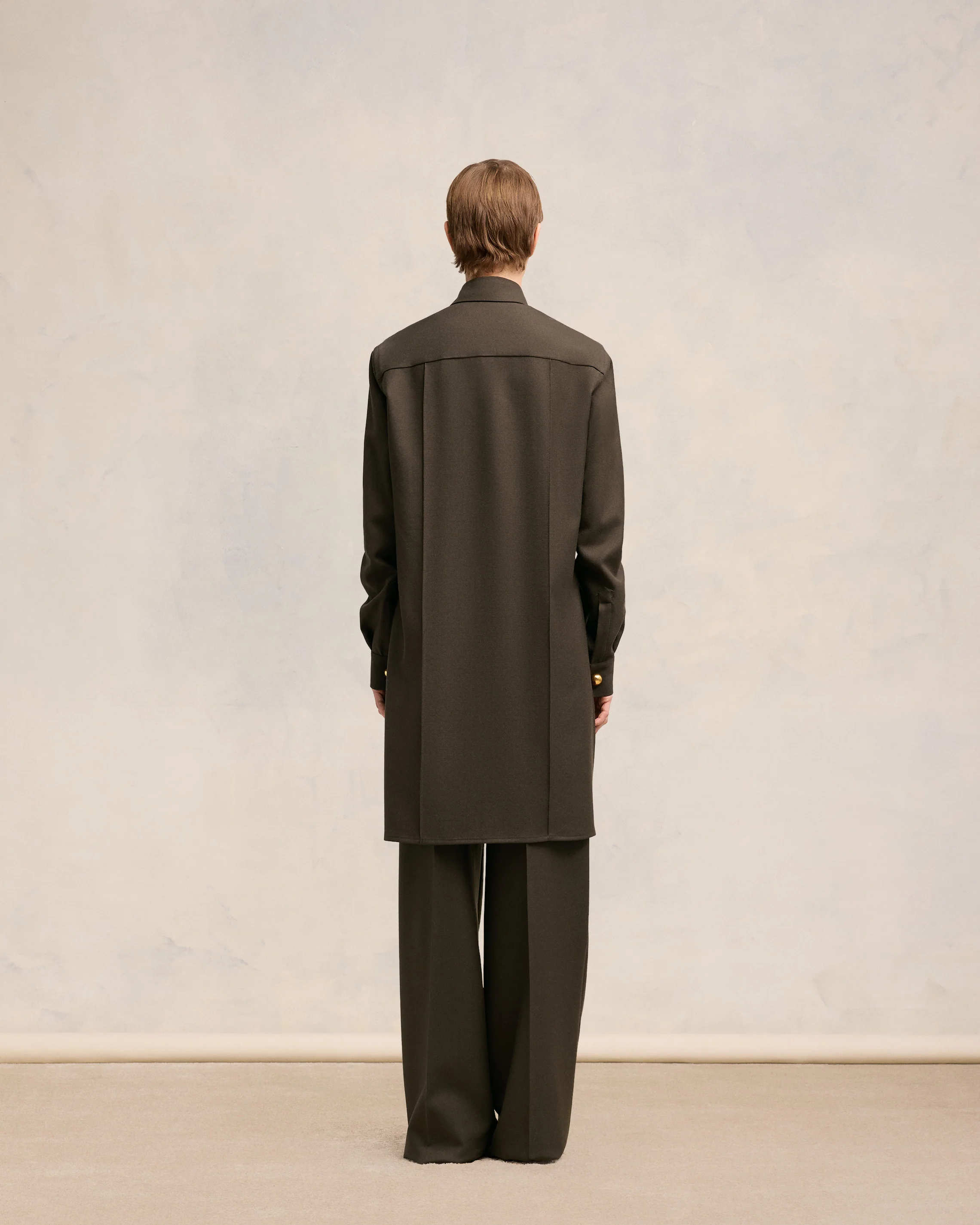 Dark Coffee Long Pintuck Shirt - leoleo123123