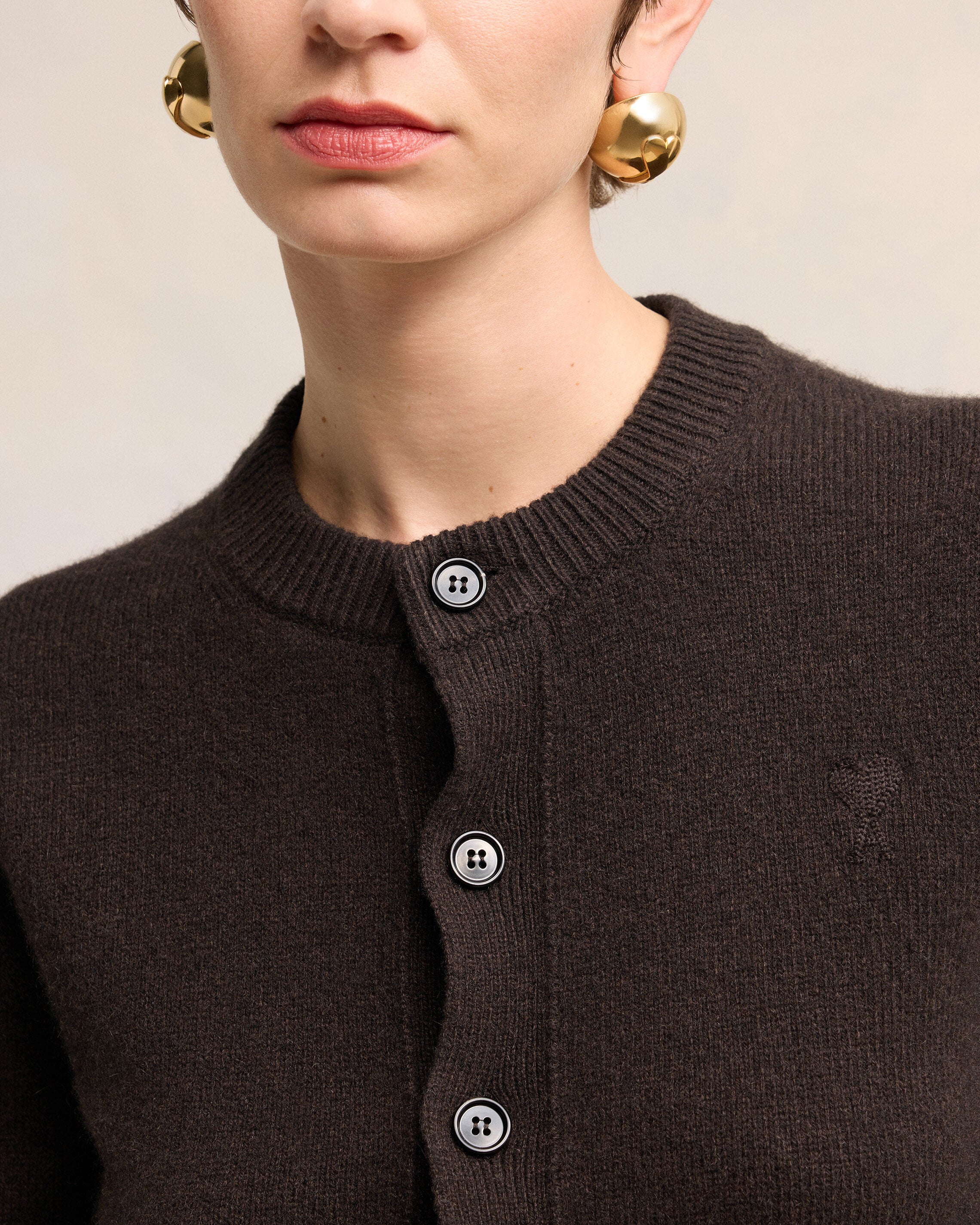 Dark Coffee Cashmere Ami De Coeur Cardigan - leoleo123123