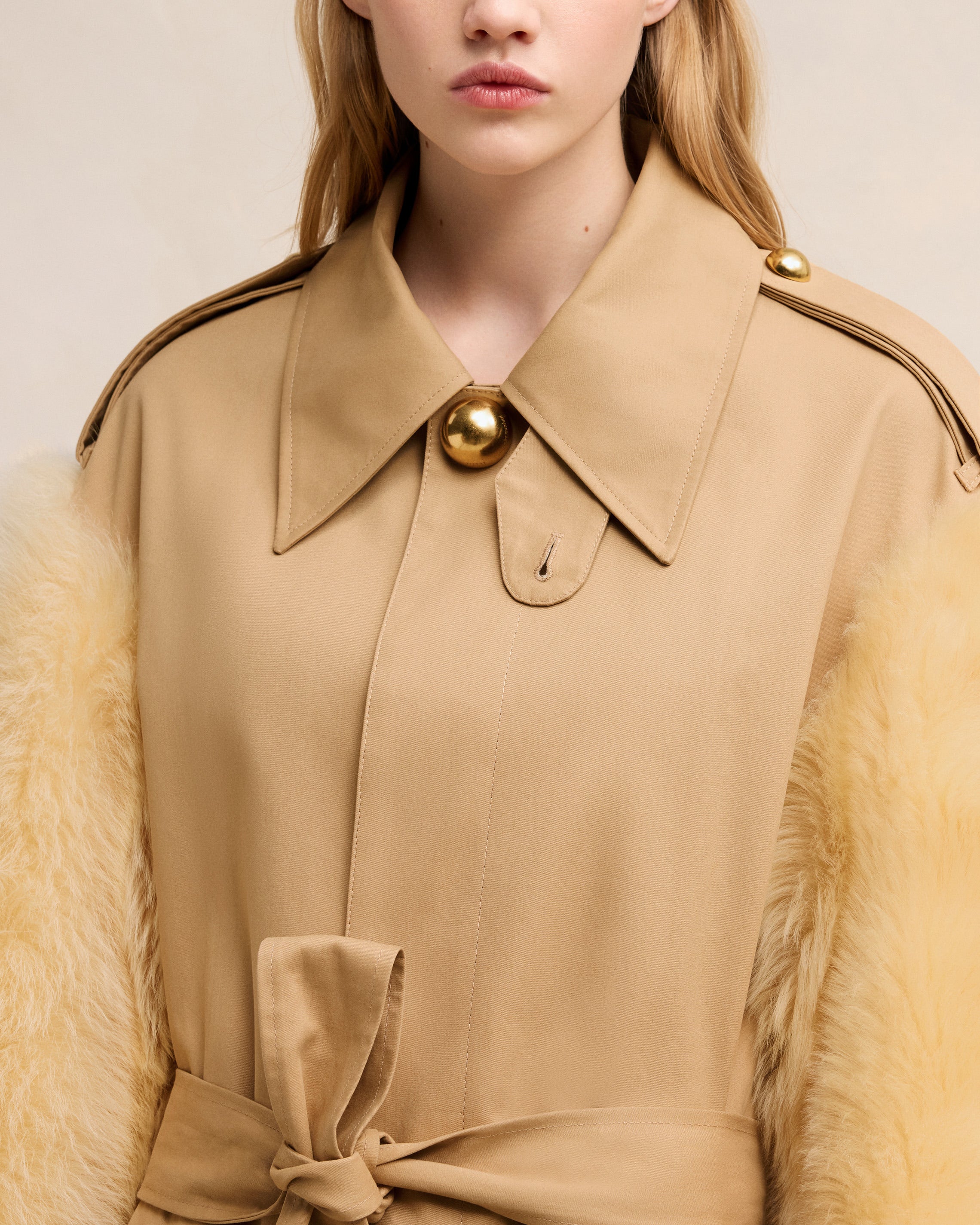 Sand/ Light Beige Belted Mac - leoleo123123