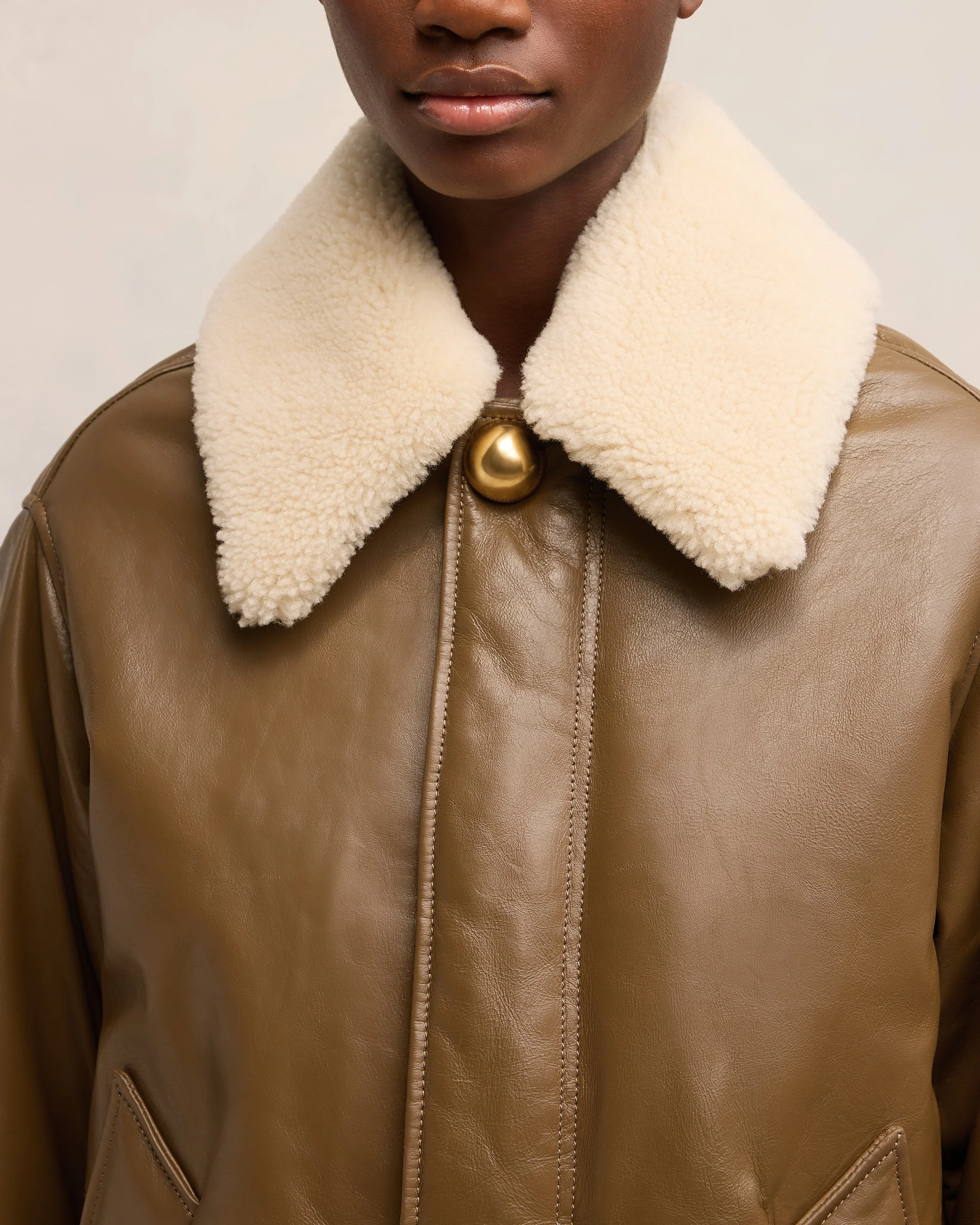Bronze Leather Padded Jacket - leoleo123123