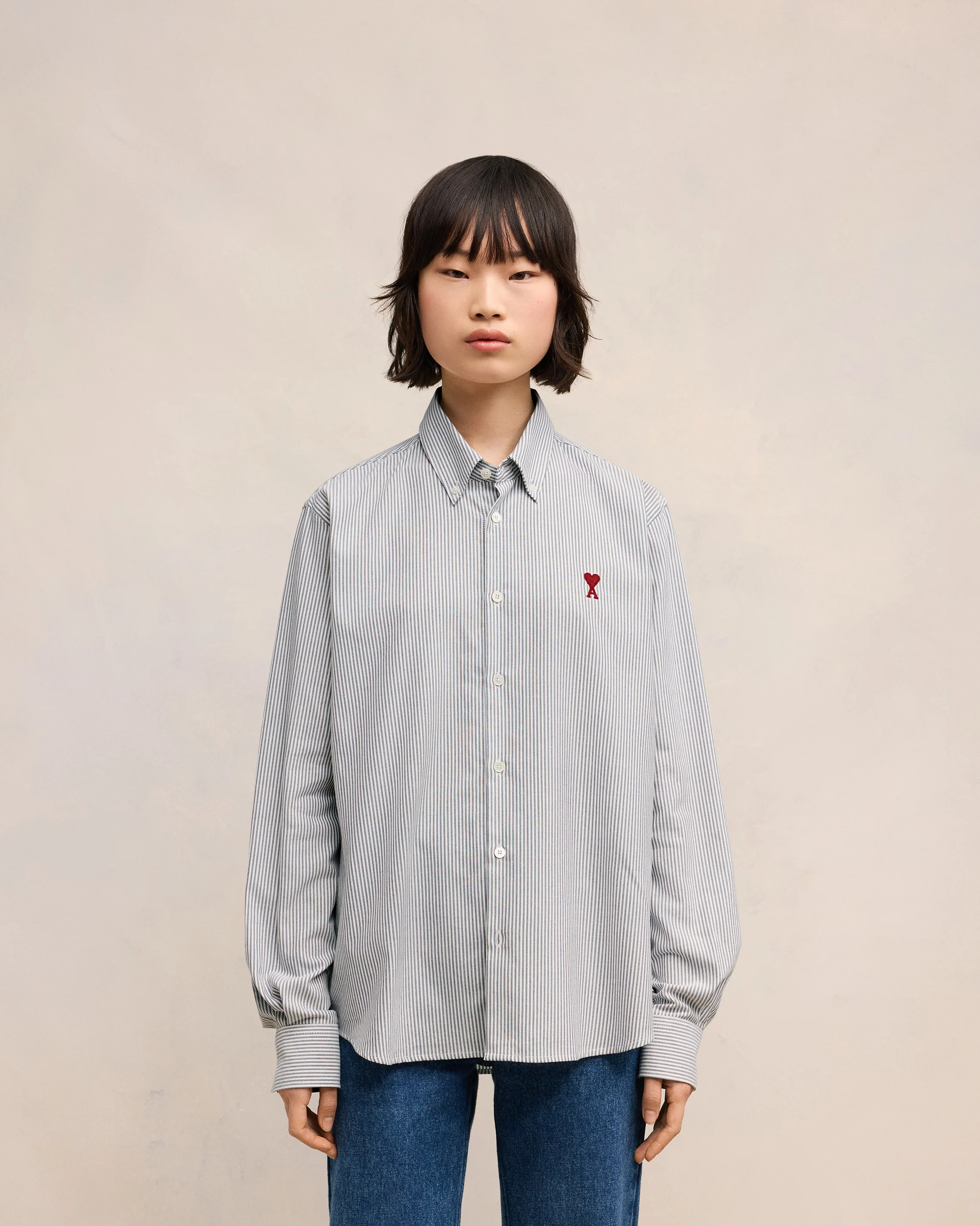 Black/Natural White Button-Down Ami De Coeur Shirt - leoleo123123