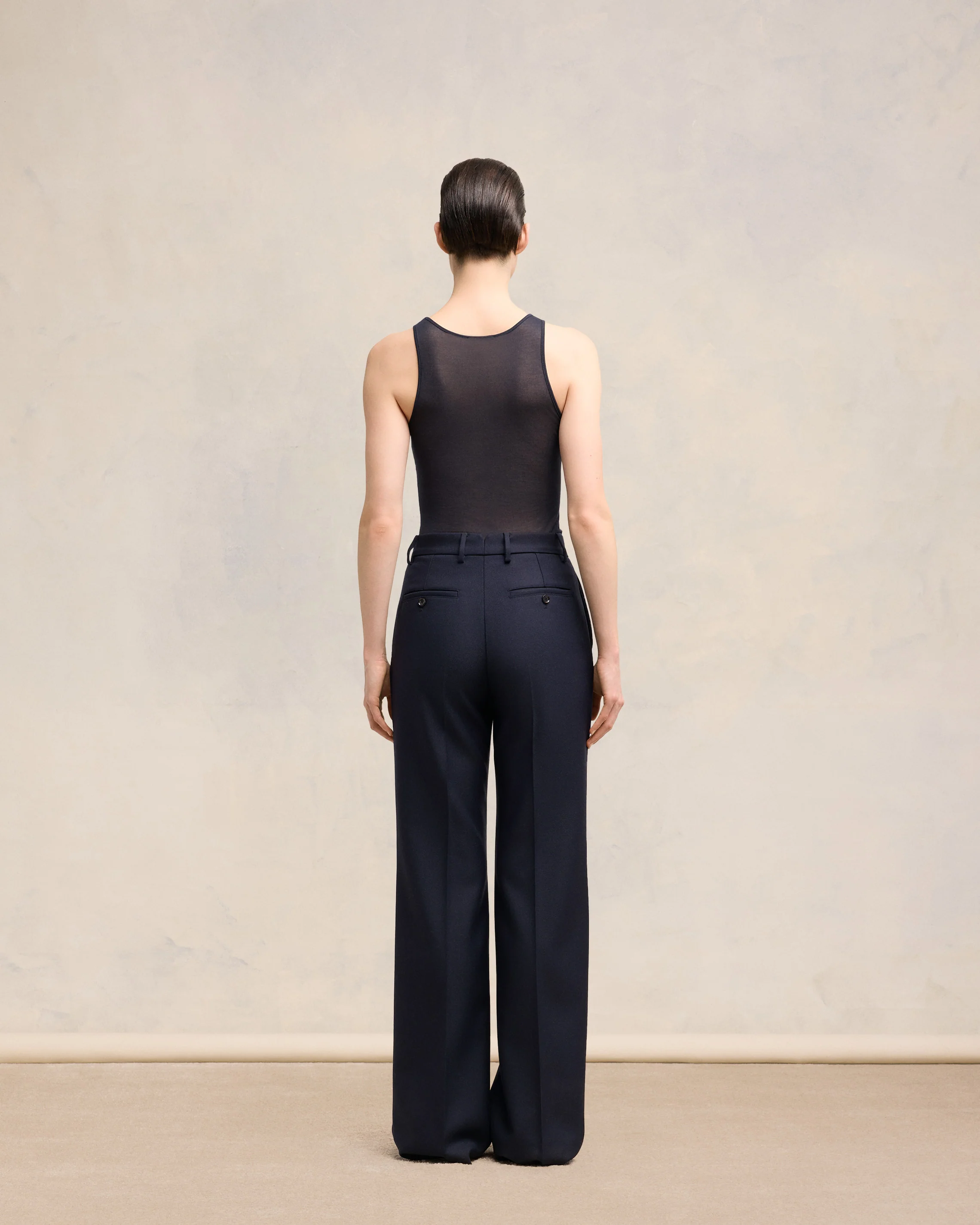 Navy Blue Flare Fit Trousers - leoleo123123