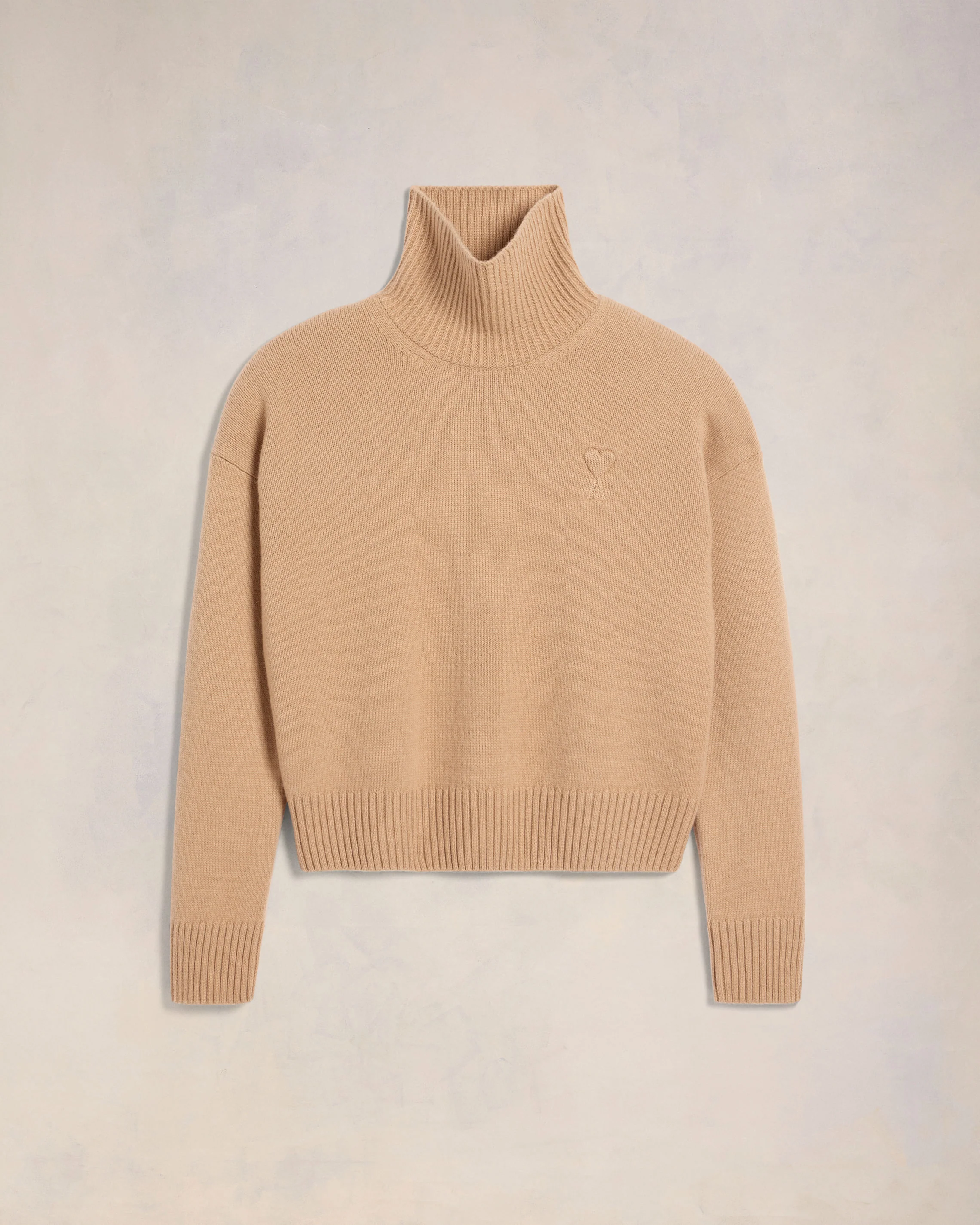Nude Embossed Ami De Coeur Funnel Neck Sweater - leoleo123123