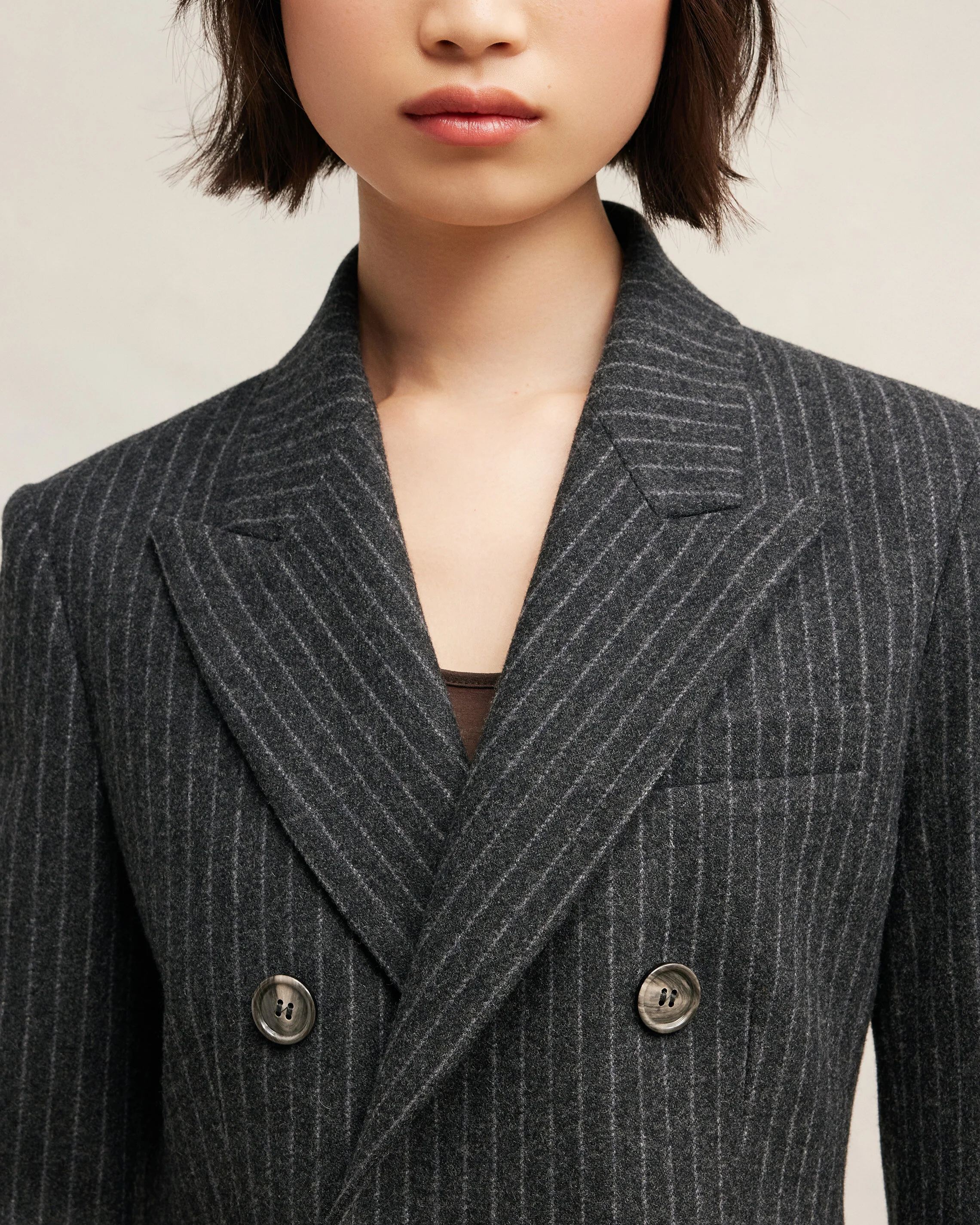 Dark Grey/ Off White Double Breasted Jacket - leoleo123123