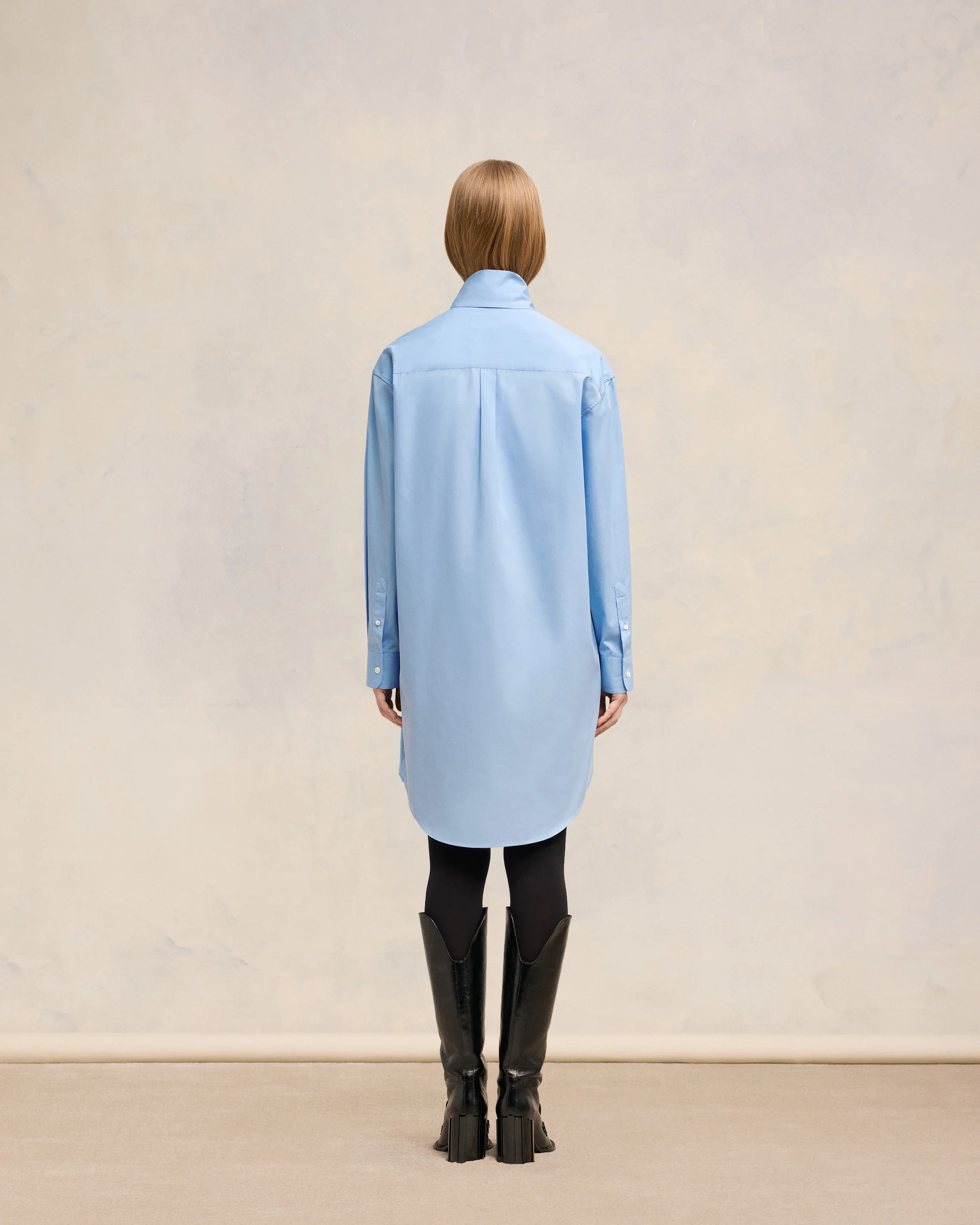 Cashmere Blue Scarf Collar Shirt Dress - leoleo123123