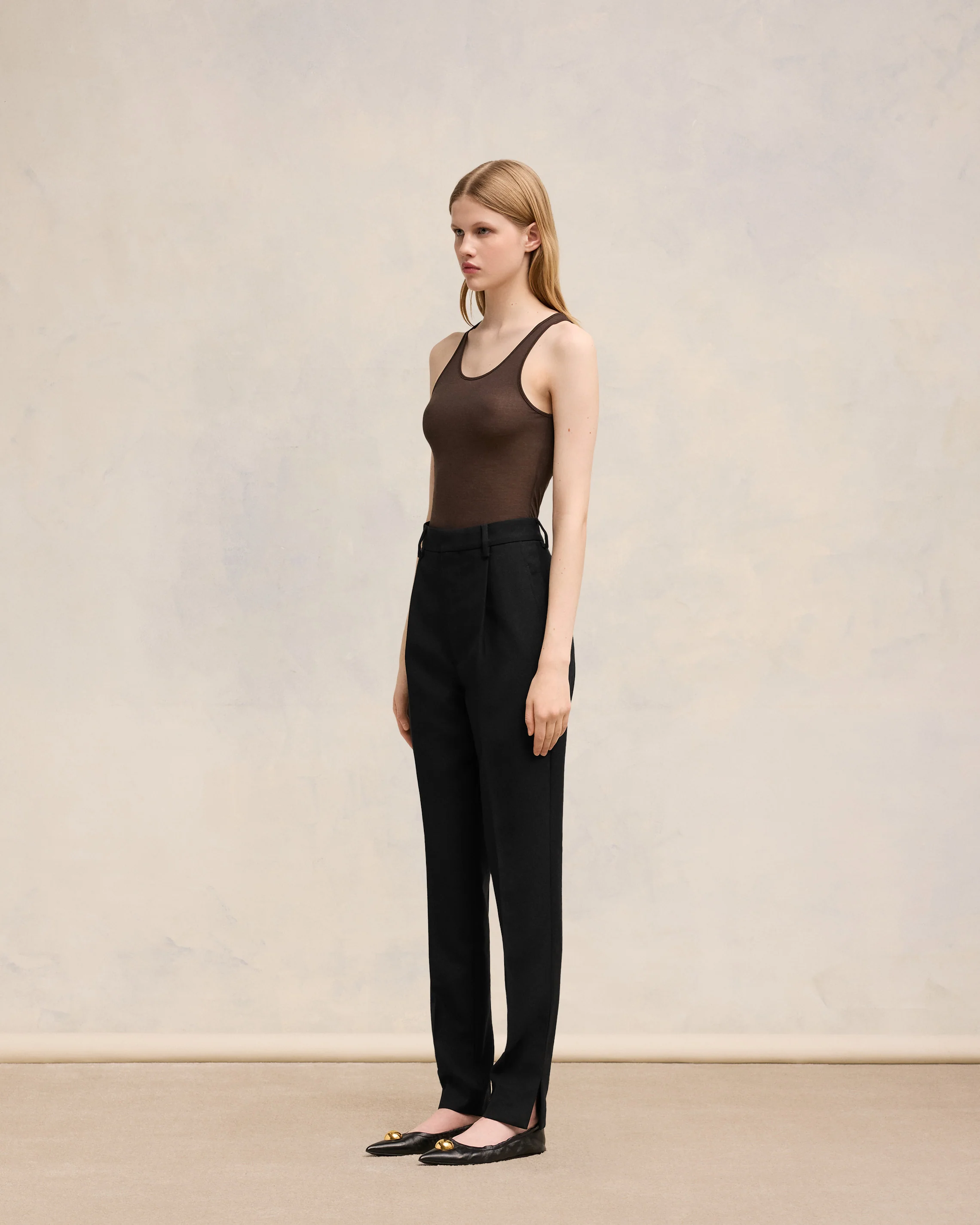 Black High Waisted Cigarette Trousers - leoleo123123