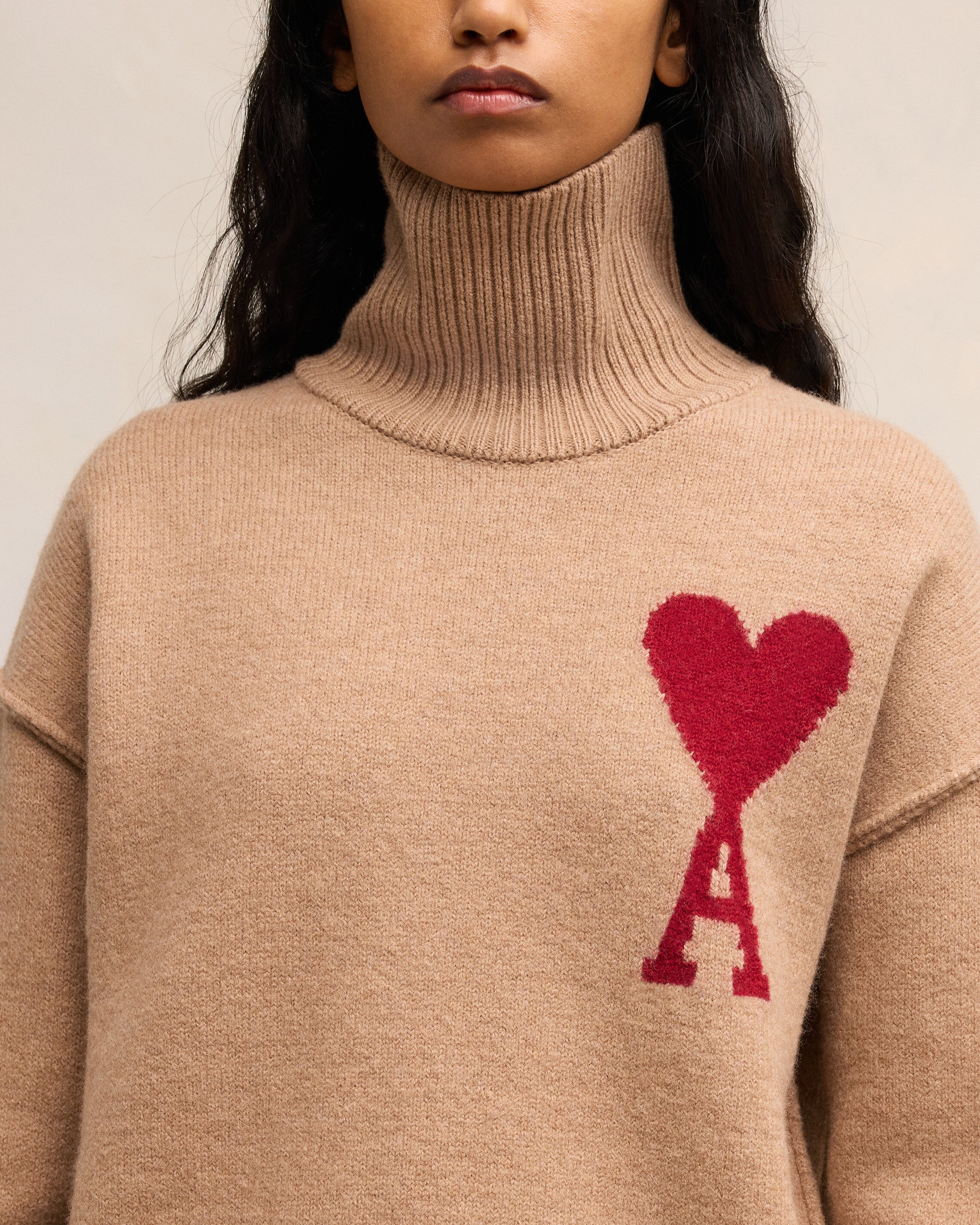 Camel/Red Red Ami De Coeur Sweater - leoleo123123