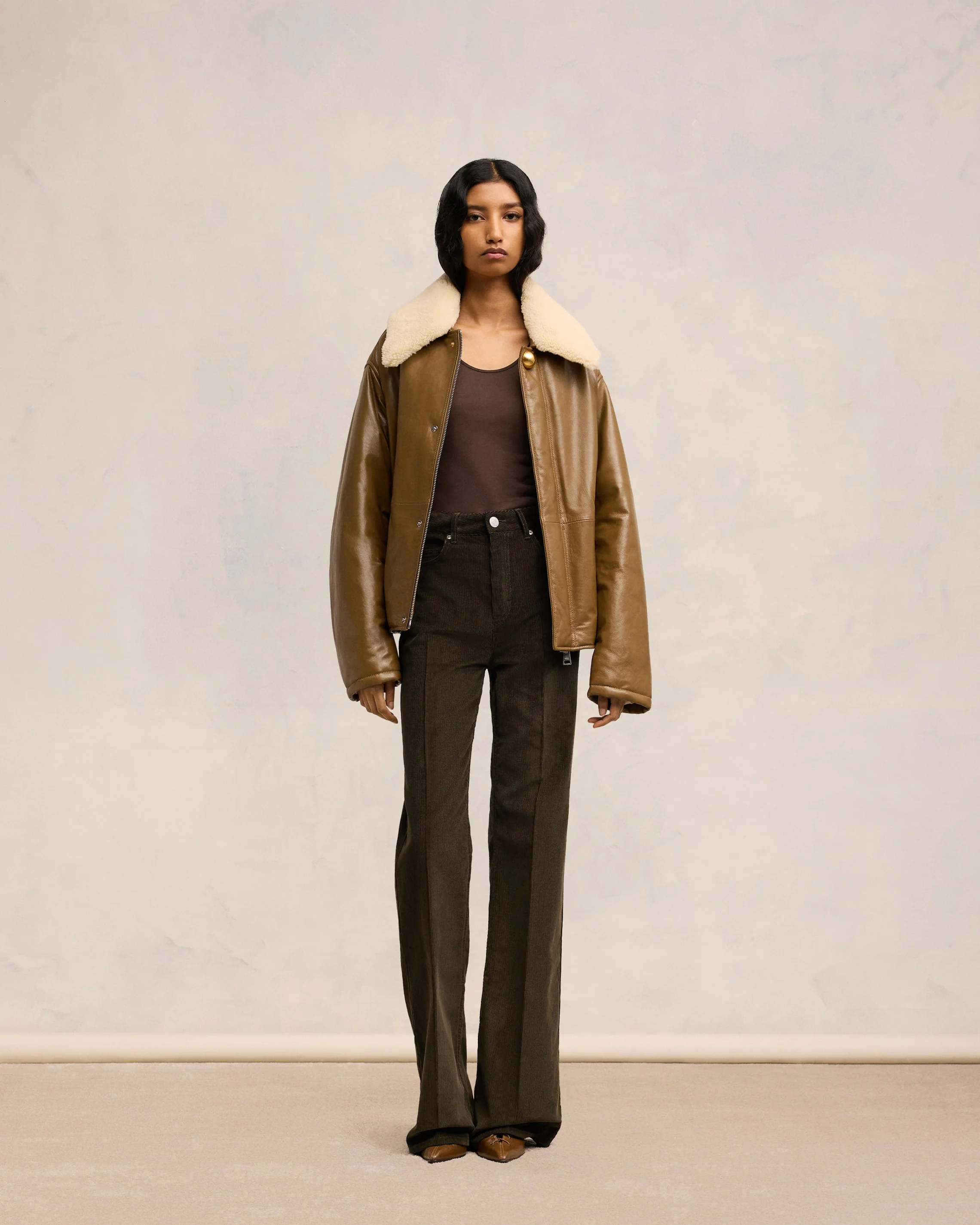 Dark Coffee Flare Fit Trousers - leoleo123123