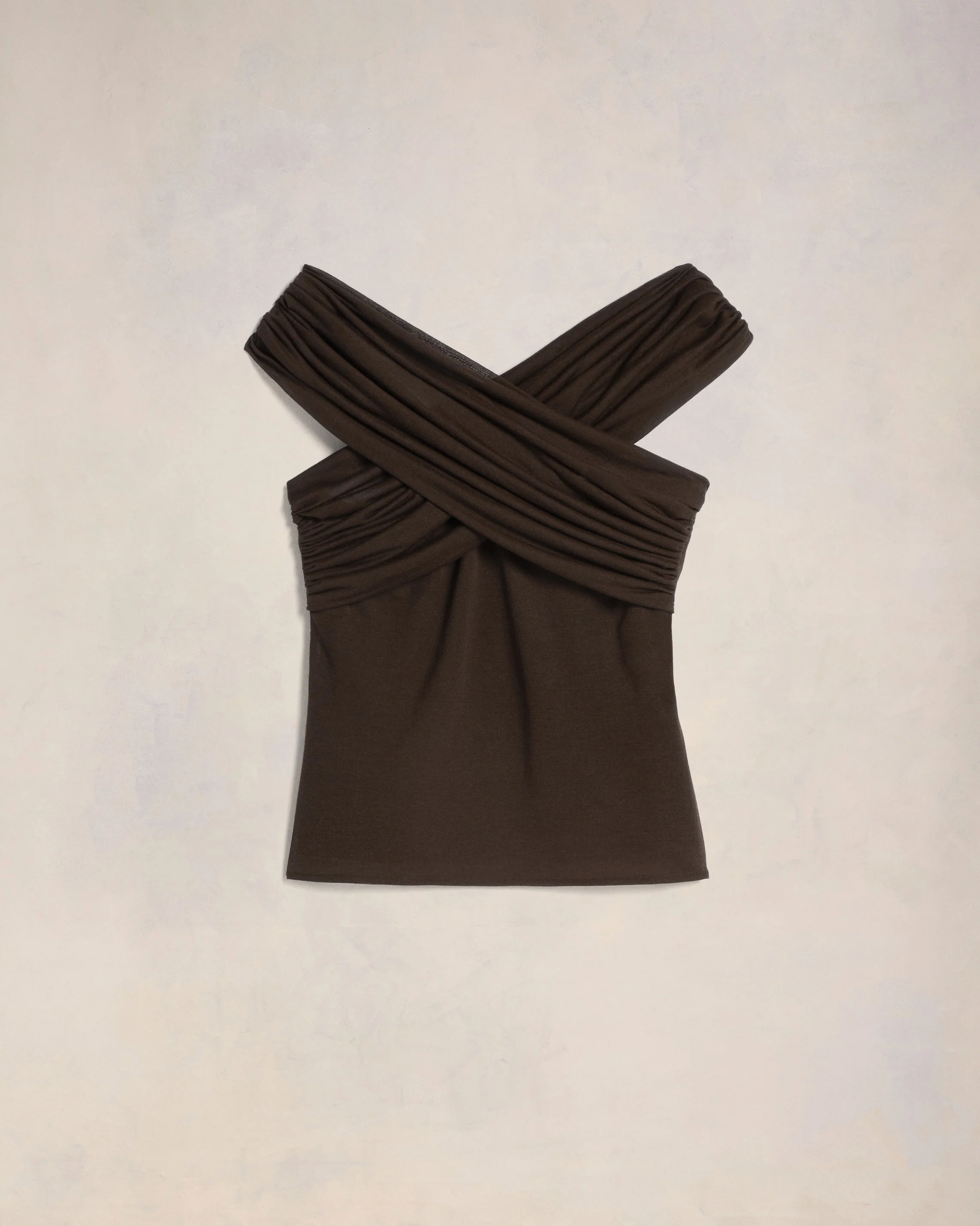 Dark Coffee Drapped Top - leoleo123123