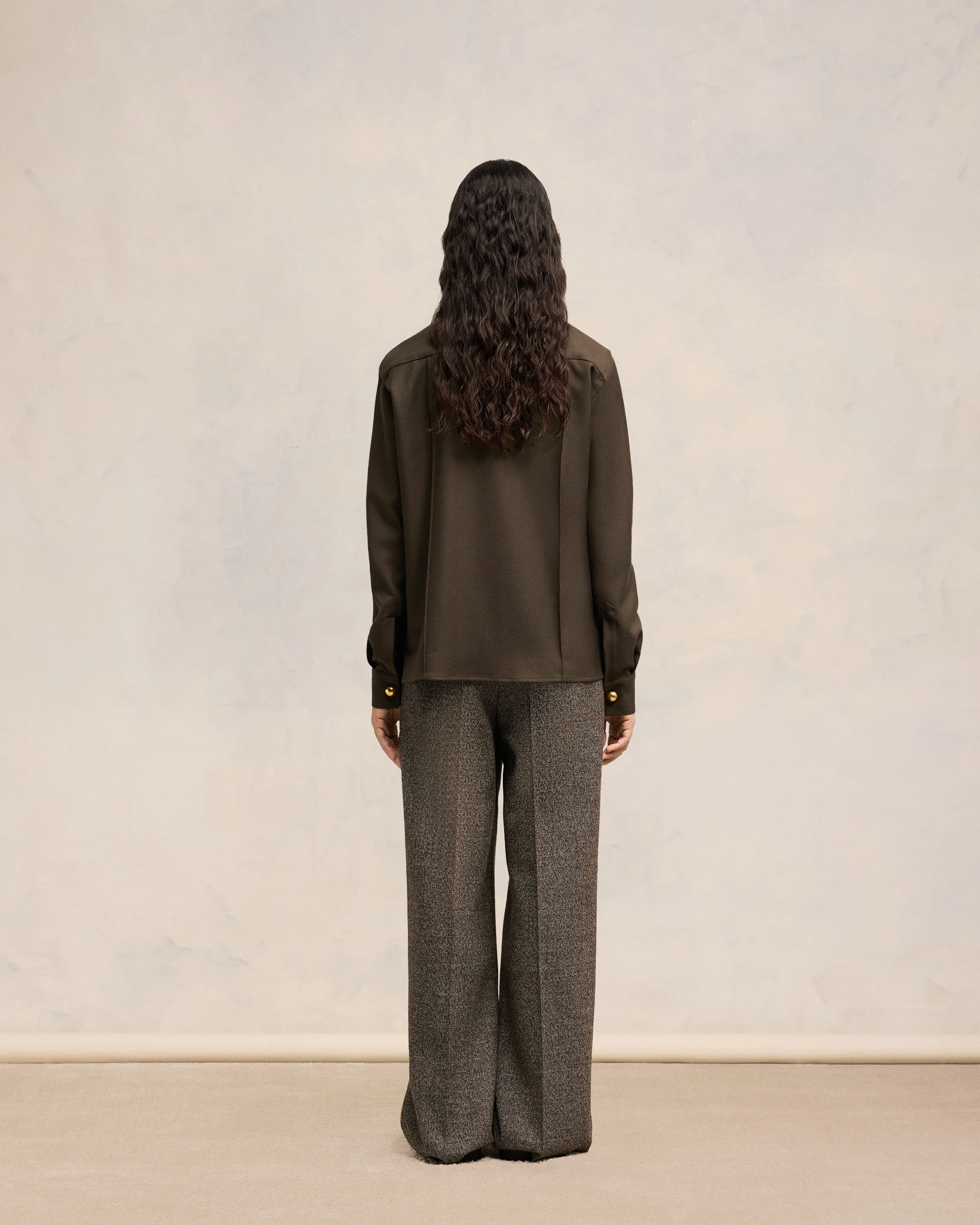 Dark Coffee Pintuck Shirt - leoleo123123