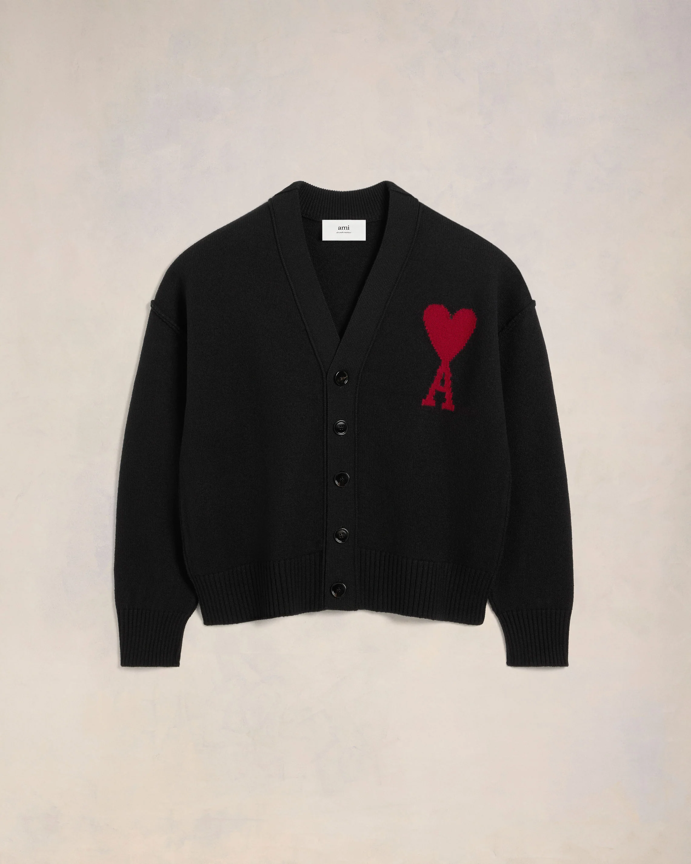Black Merino Wool Cardigan | Ami De Coeur | Ami Paris US - leoleo123123