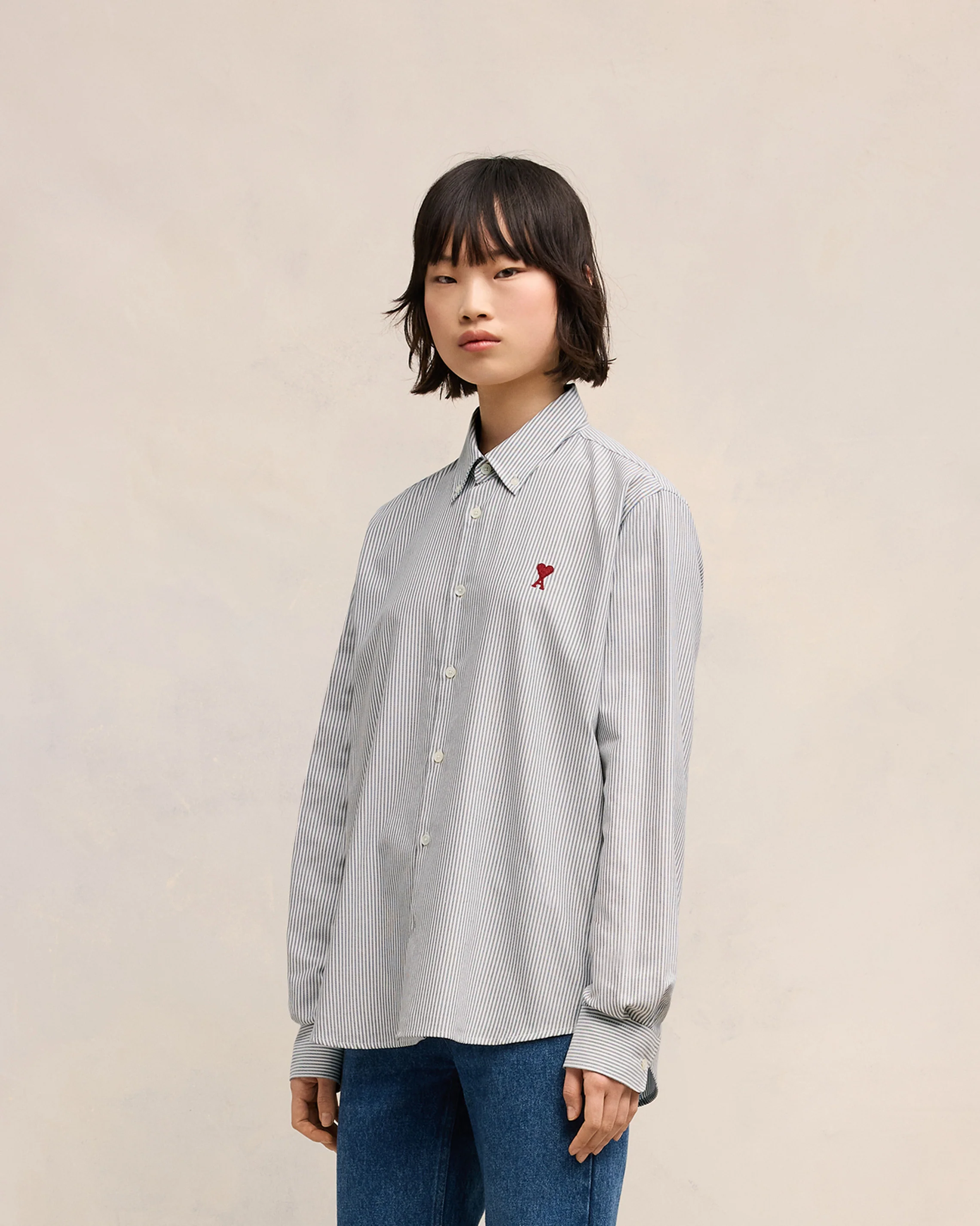Black/Natural White Button-Down Ami De Coeur Shirt - leoleo123123