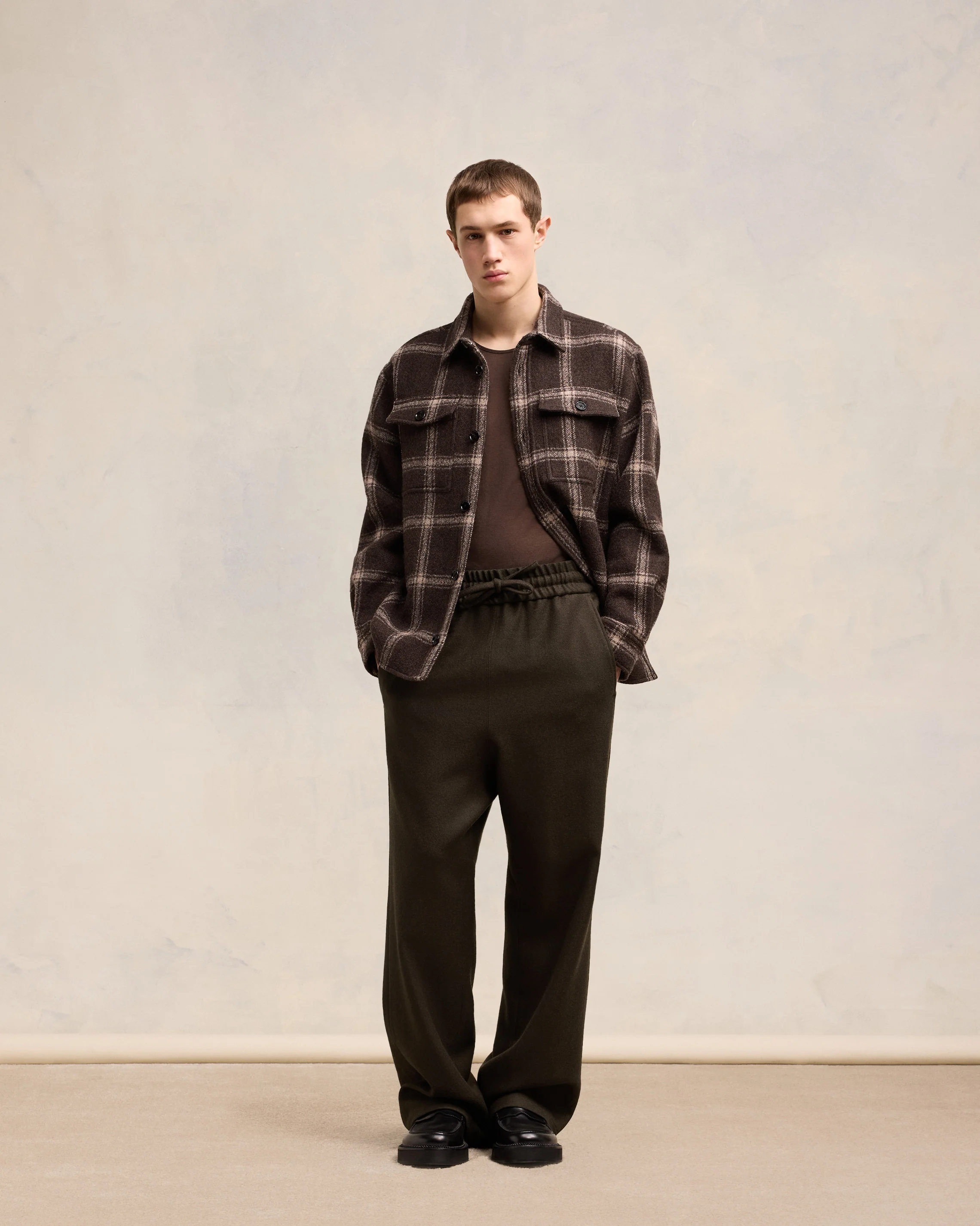 Dark Coffee Wide Elasticated Waist Trousers - leoleo123123