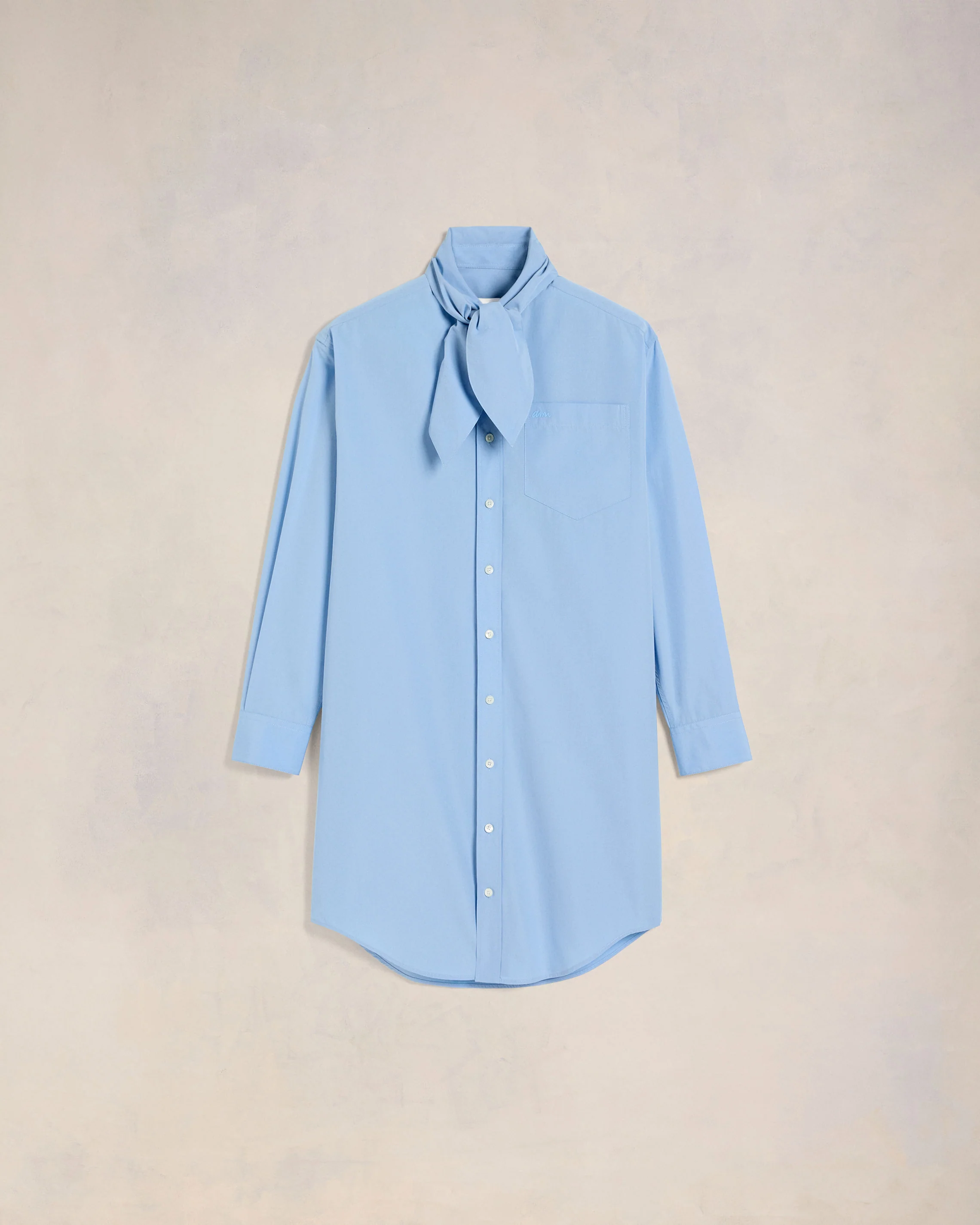 Cashmere Blue Scarf Collar Shirt Dress - leoleo123123