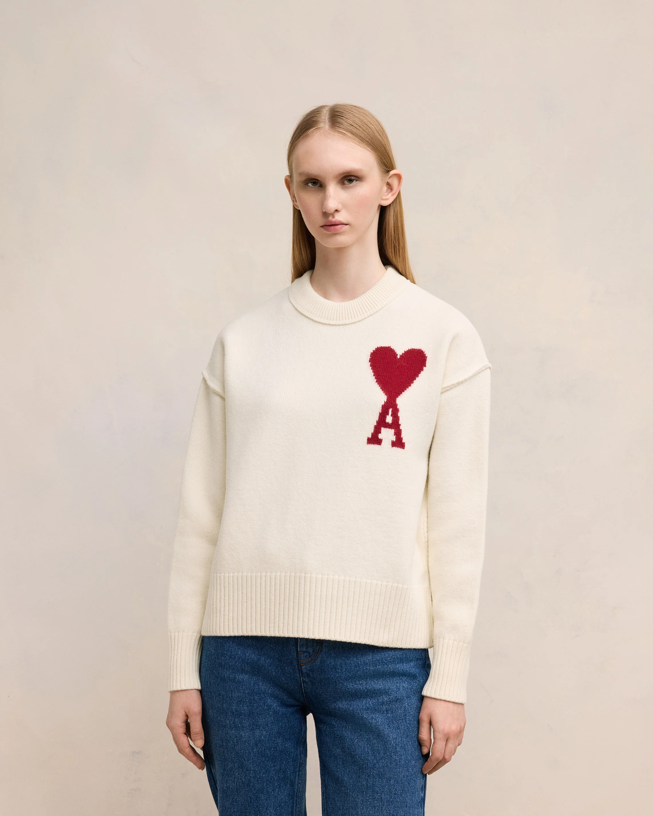 Pull Ami De Coeur Rouge Ecru/Rouge - leoleo123123