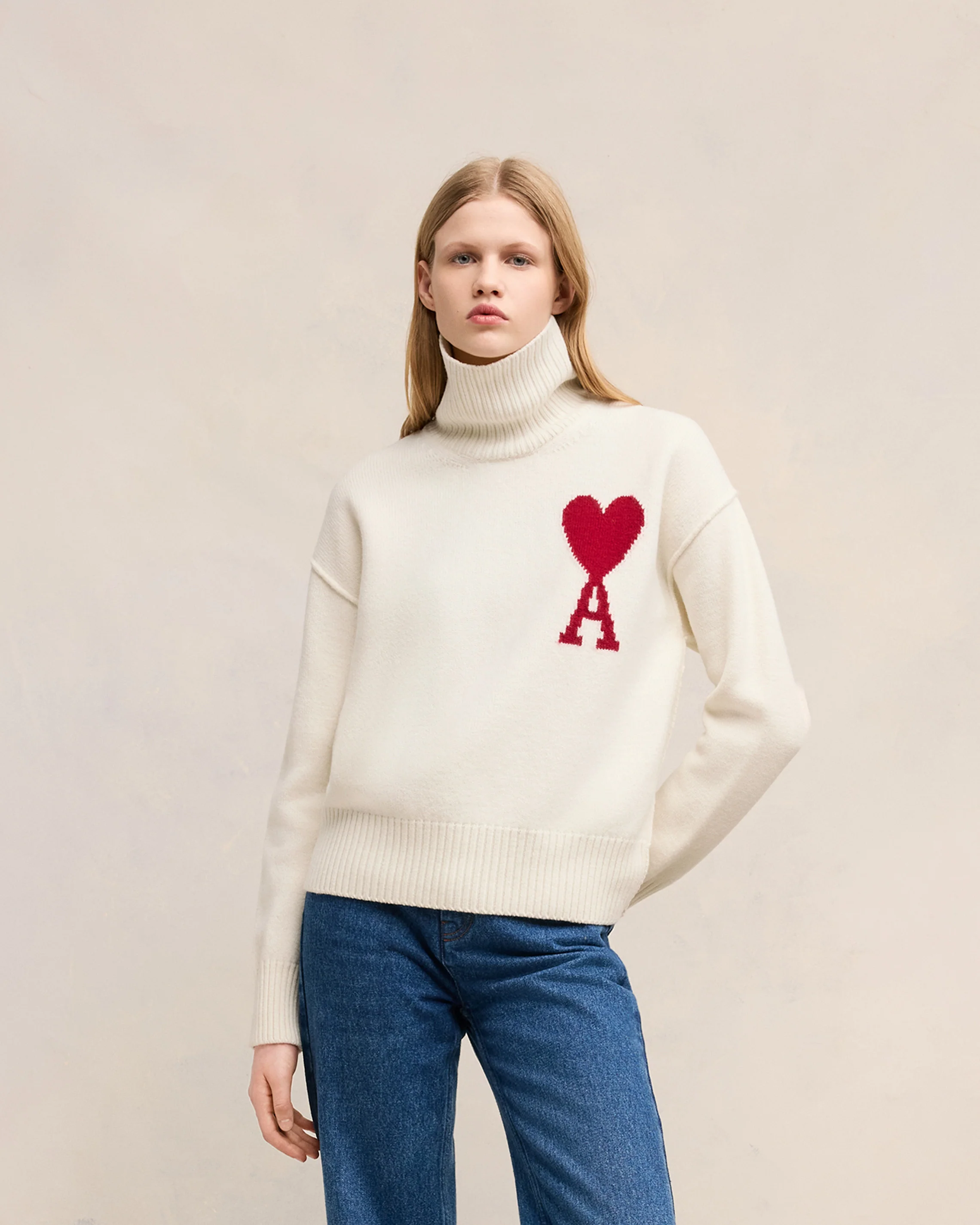 Pull Ami De Coeur Rouge Ecru/Rouge - leoleo123123