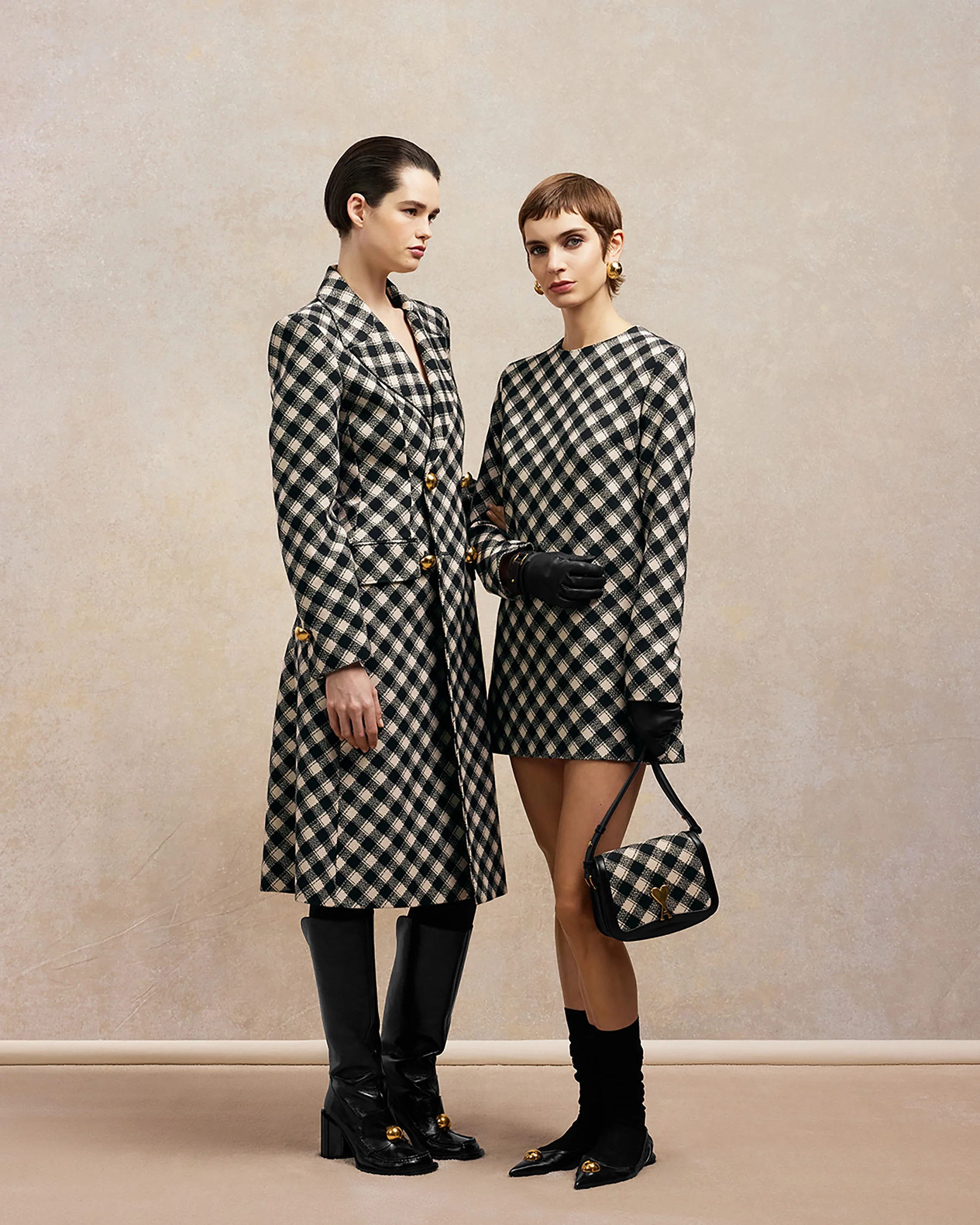 Black/Off White Long Sleeve Dress - leoleo123123