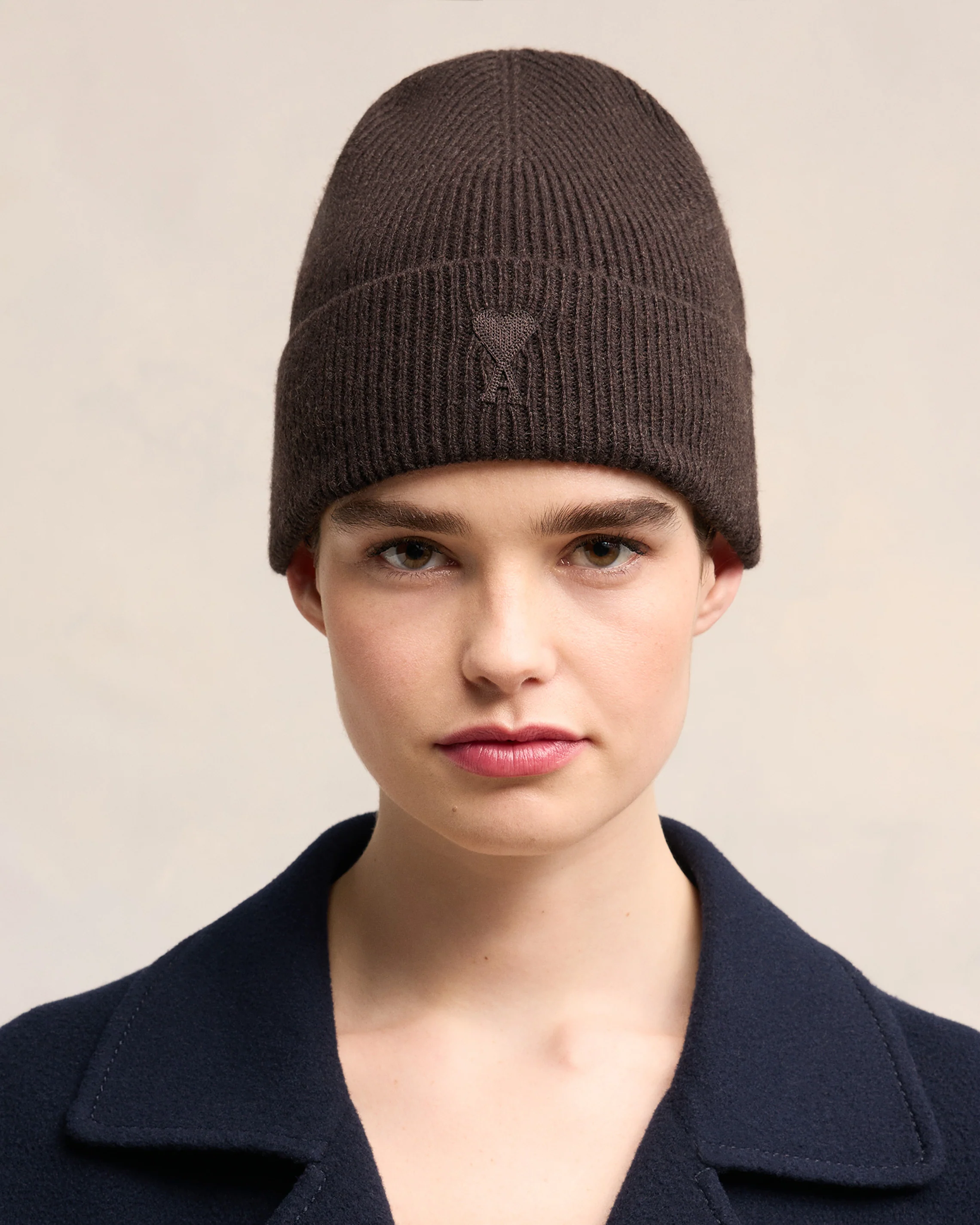 Dark Coffee Cashmere Ami De Coeur Beanie - leoleo123123