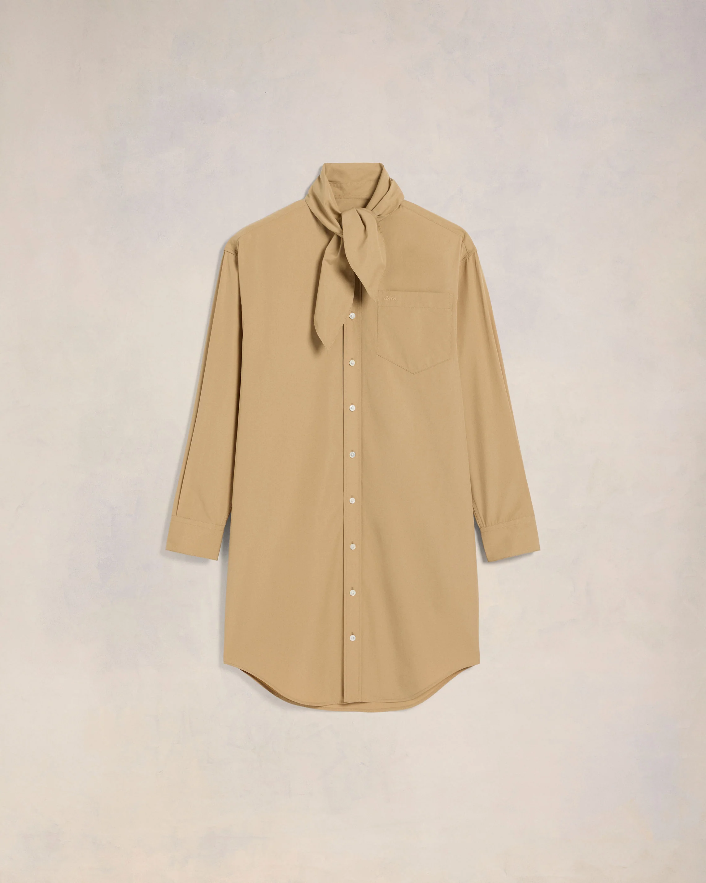 Sand Scarf Collar Shirt Dress - leoleo123123