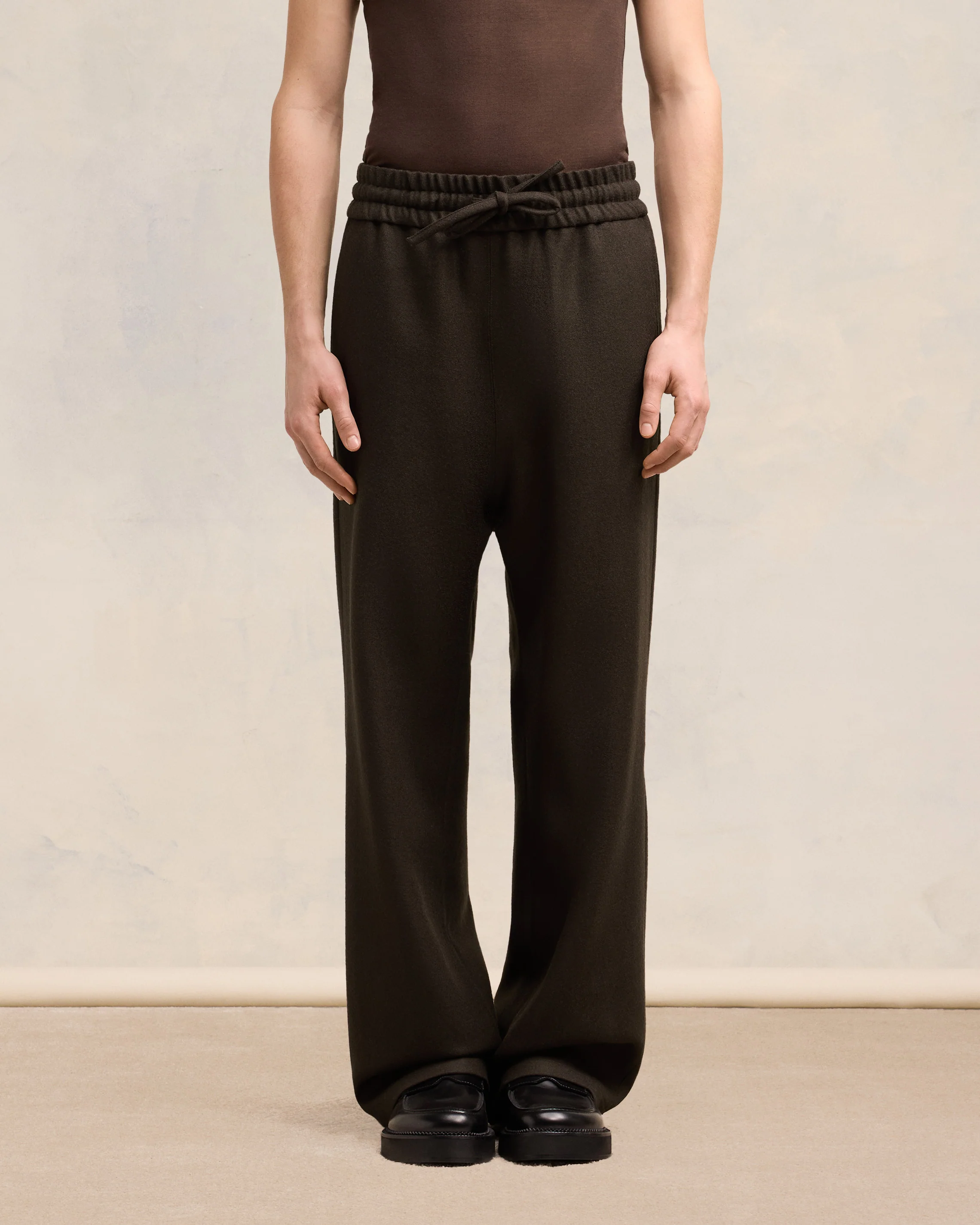 Dark Coffee Wide Elasticated Waist Trousers - leoleo123123