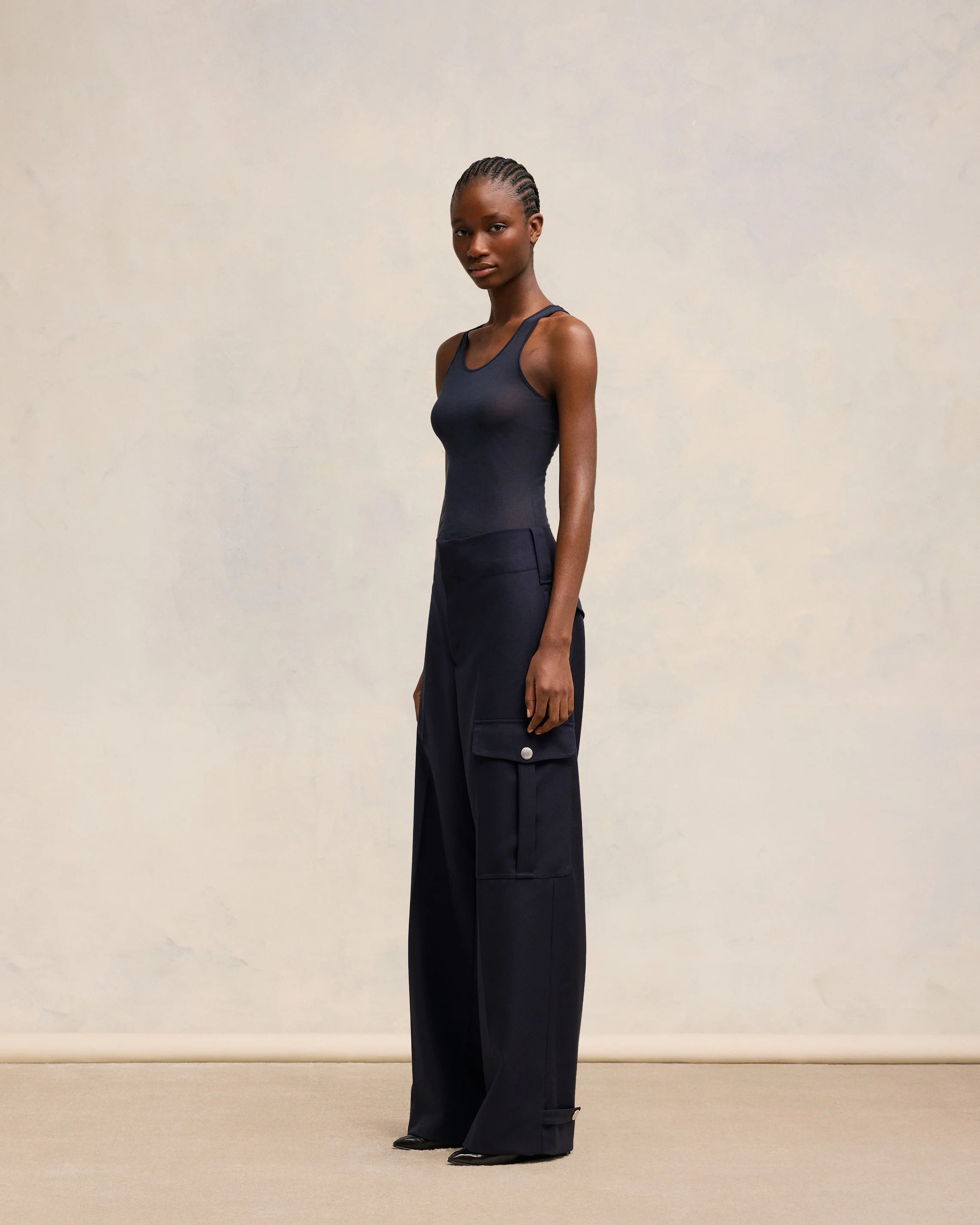 Navy Blue Straight Fit Trousers - leoleo123123