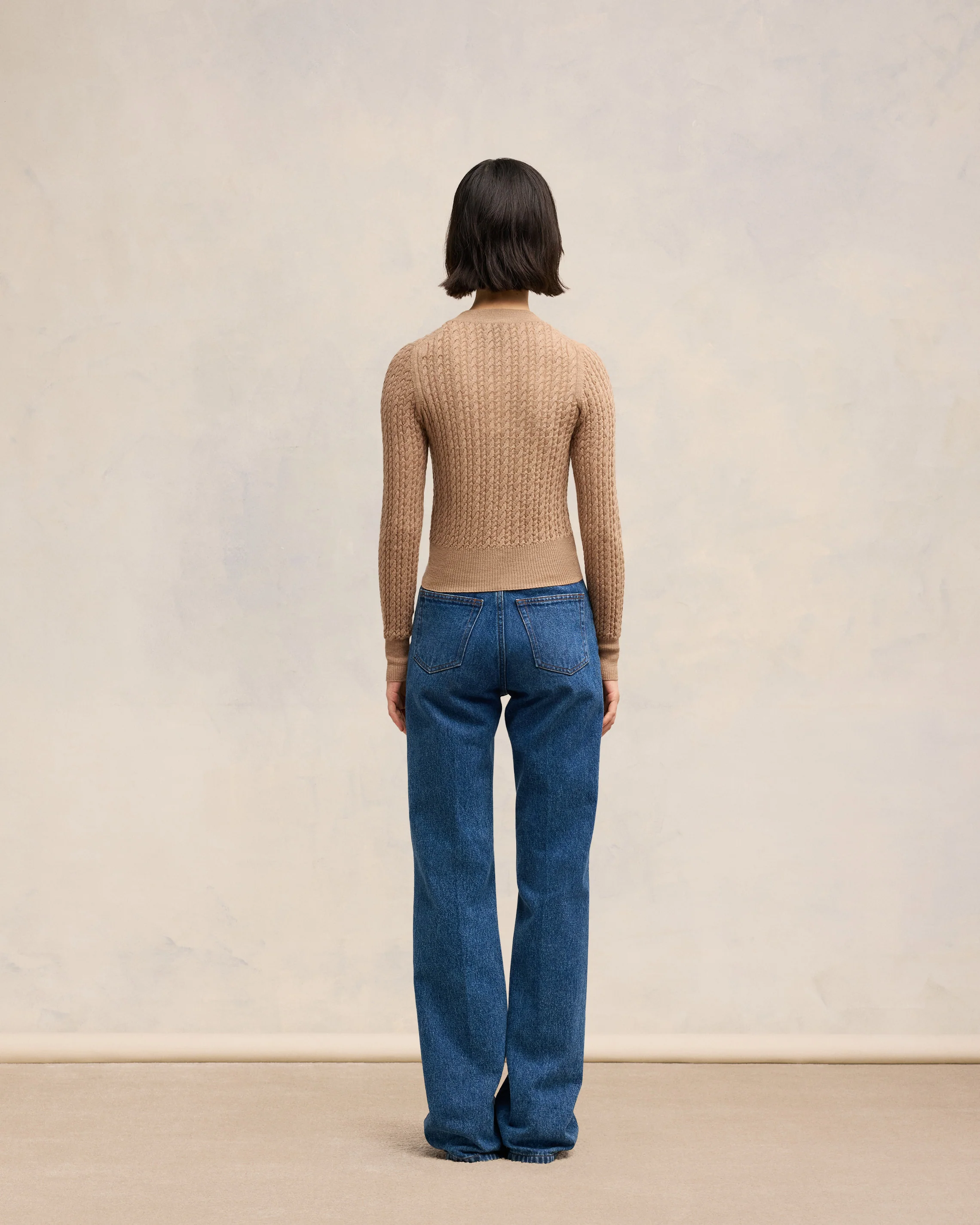Camel Cable Knit Cardigan - leoleo123123