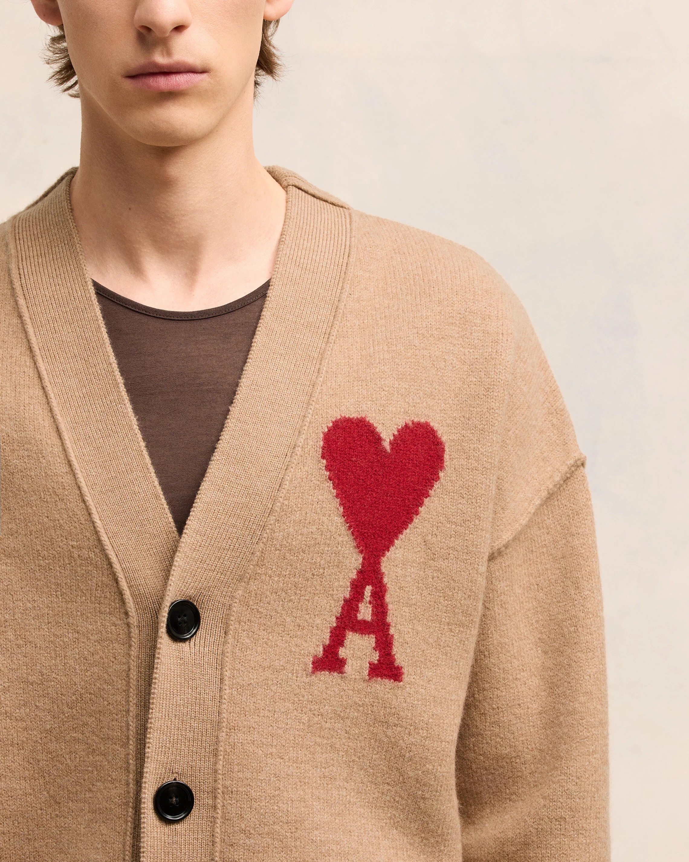 Cardigan Ami De Coeur Rouge Camel/Rouge - leoleo123123